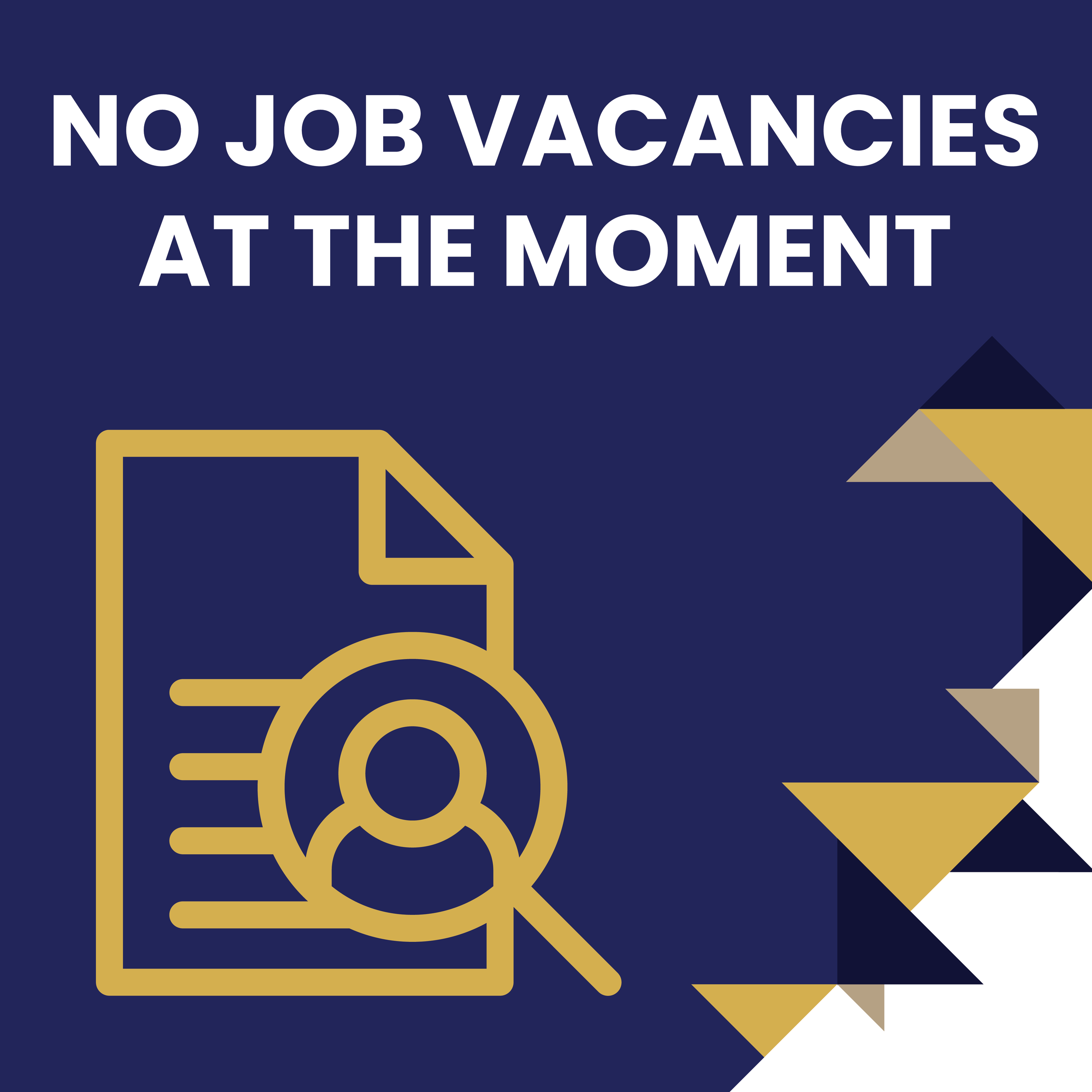 No Job Vacancies at the Moment