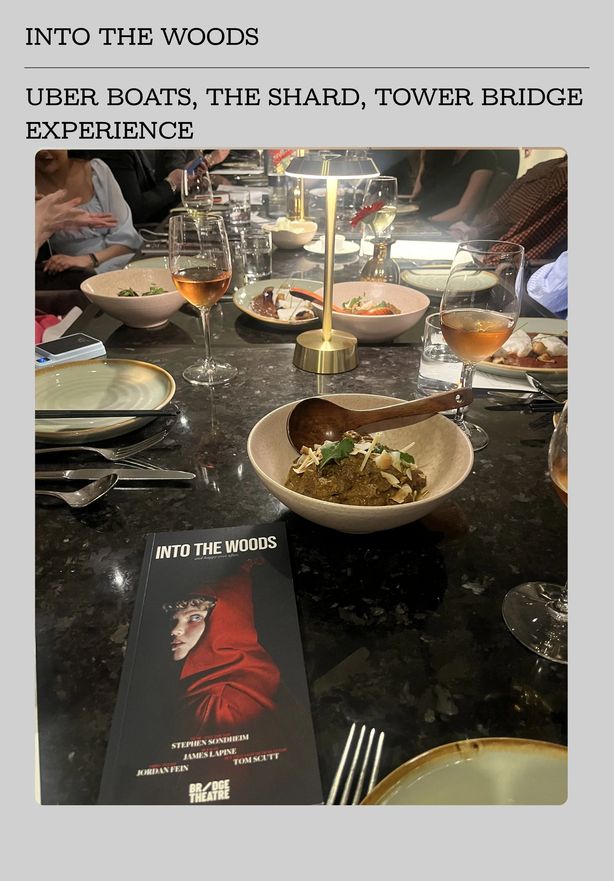 Content Creator day for Into The Woods to illustrate where The Bridge Theatre is.