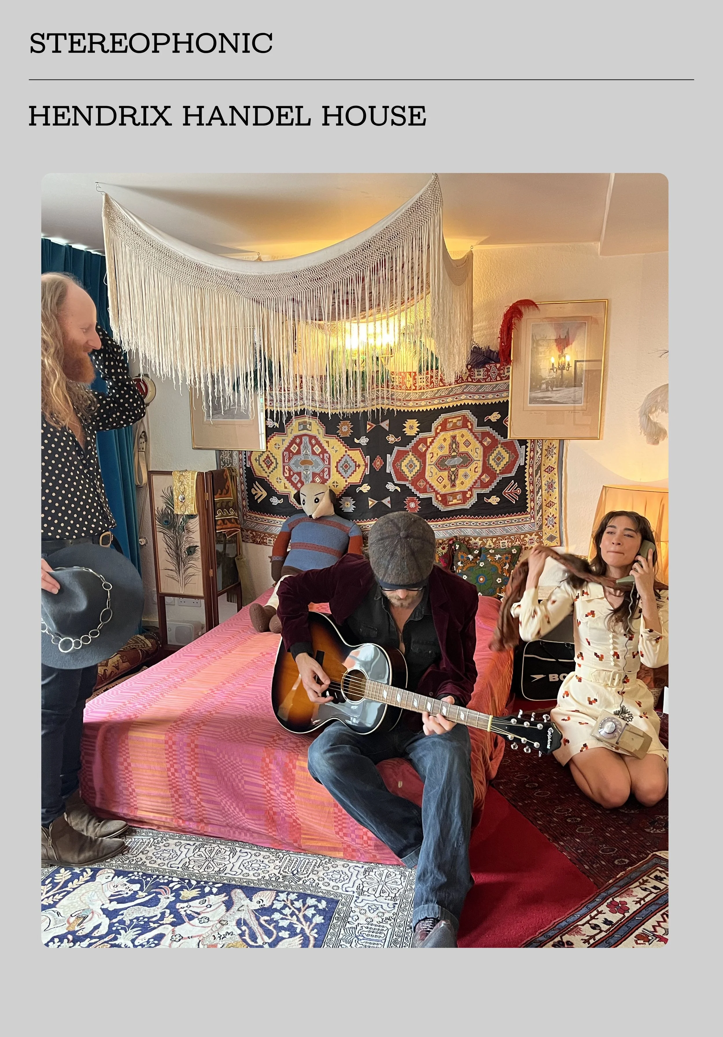 Content creation in Hendrix House for Stereophonic to align music and legacy music artist Jimi Hendrix with the show
