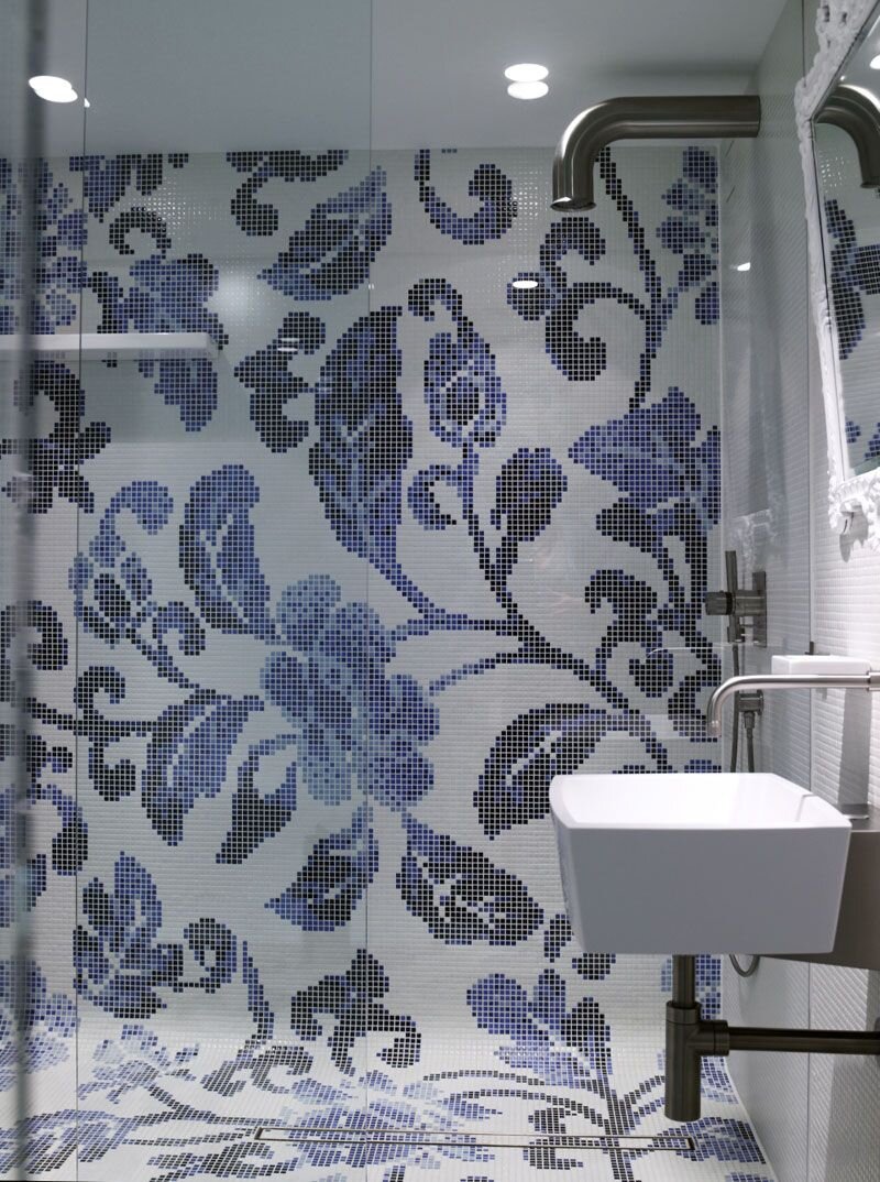 Mosaico | decoro Summeri Flowers Blu design by Marco Braga | fonte Pinterest