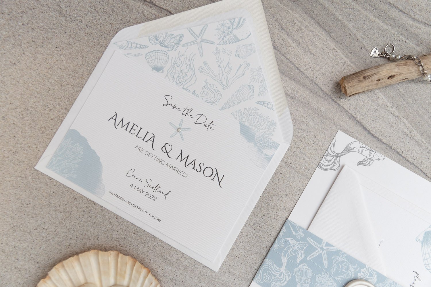Save the Date (standard) with lined 'Rippled Sand' envelope