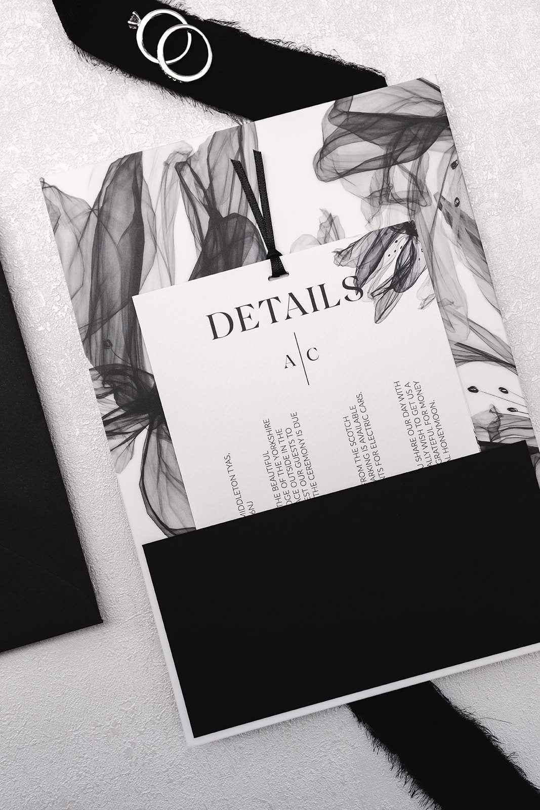 Details and RSVP card in the built-in pocket