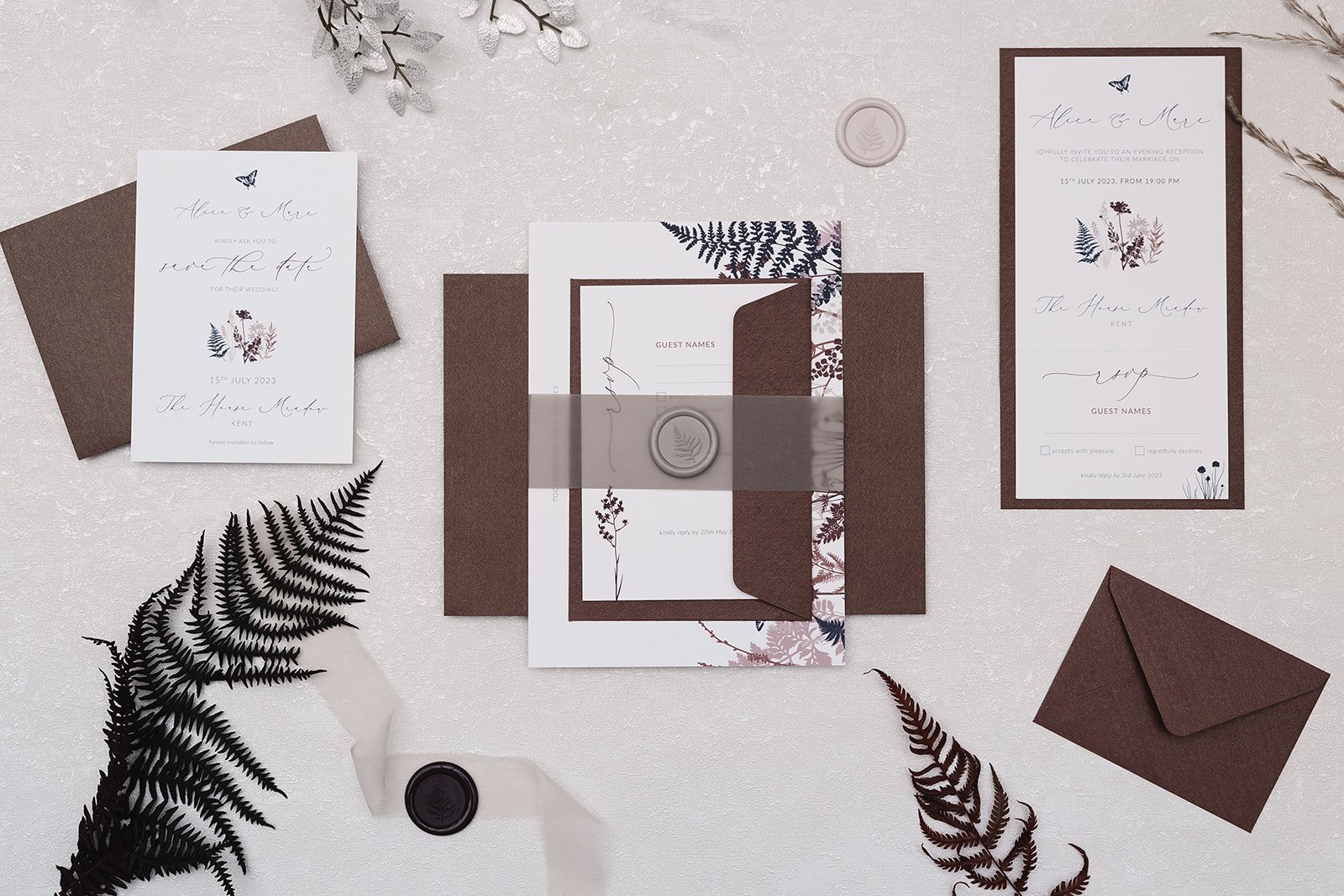 Rustica Meadow collection with 'Wild Rust' envelopes