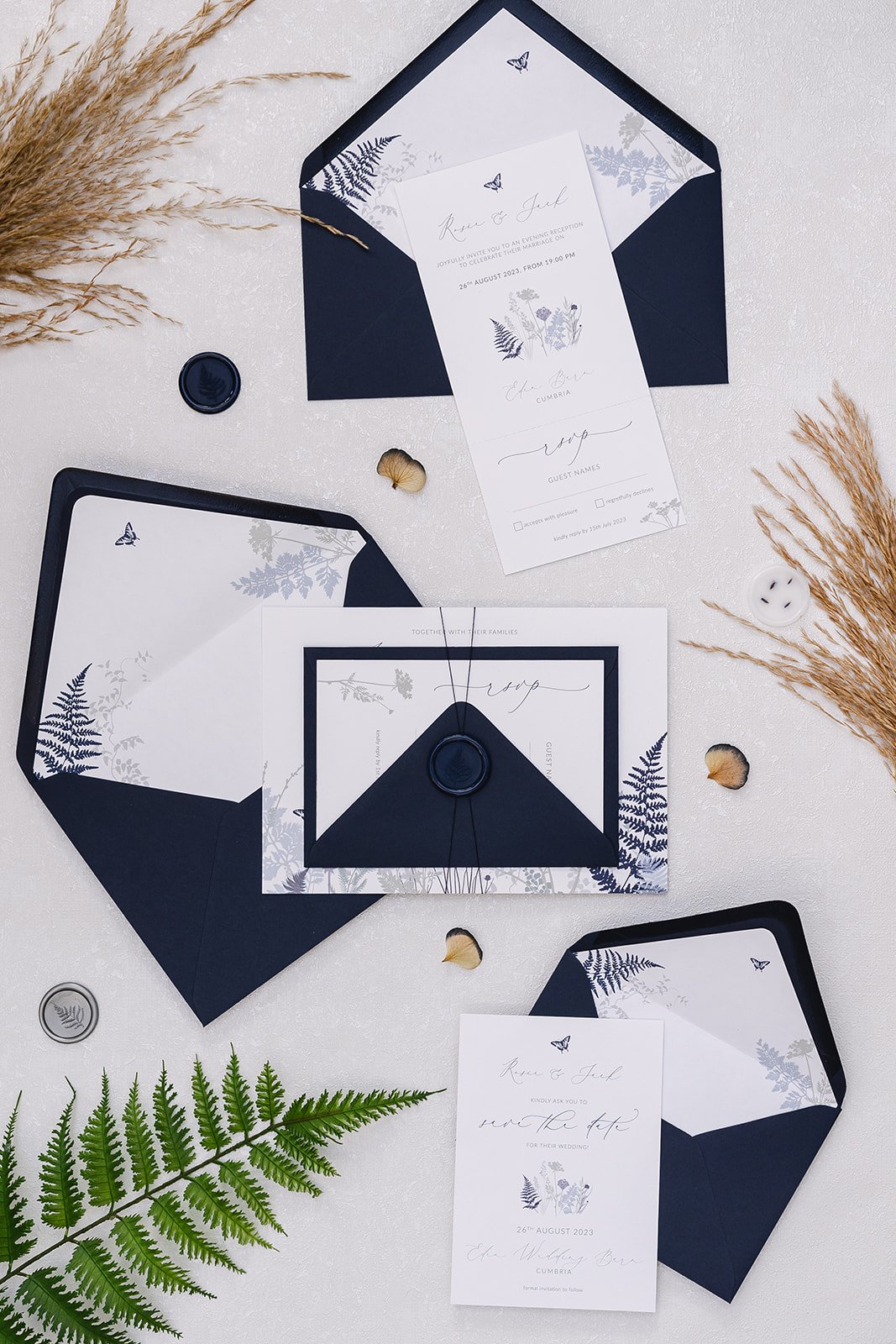 Summer Meadow collection with Classic Navy envelopes