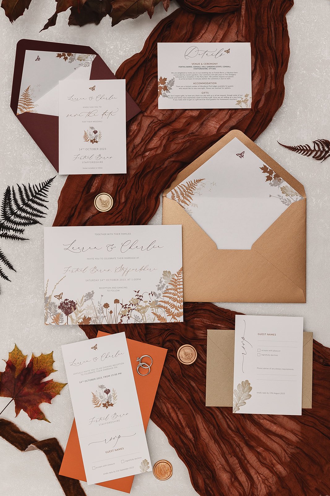 Autumn Meadow wedding stationery collection