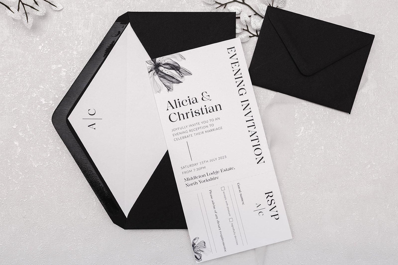 Evening invitation option with RSVP tear-off section