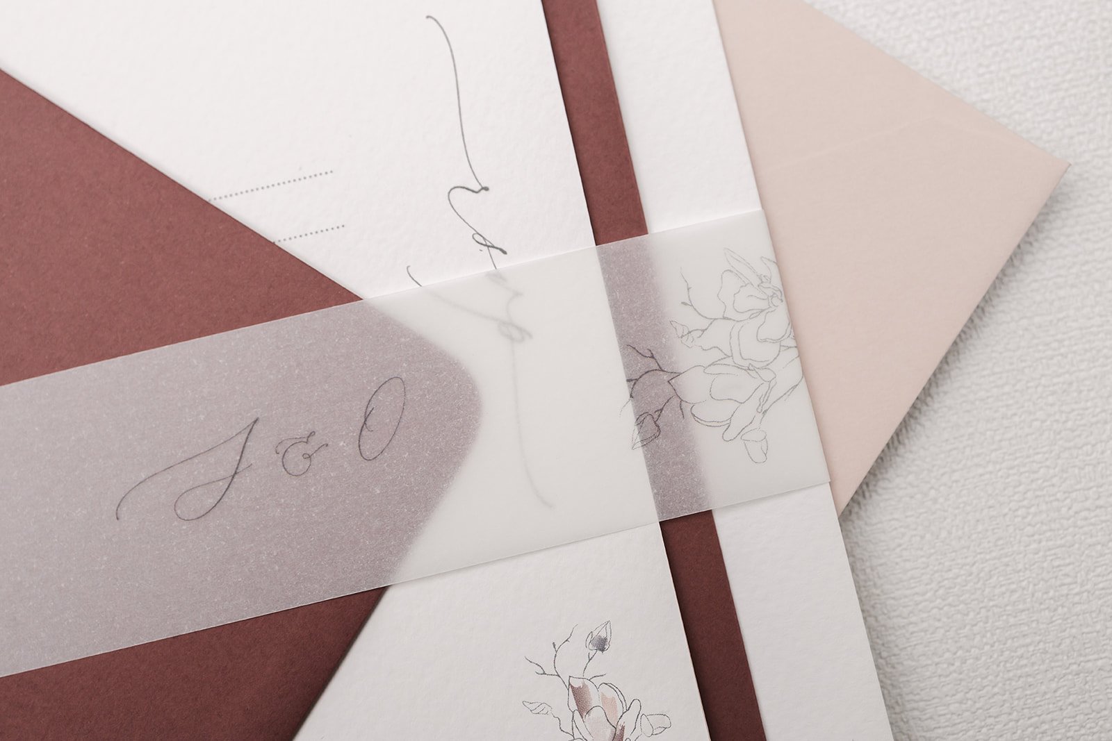 Illustrated monogrammed vellum belly band