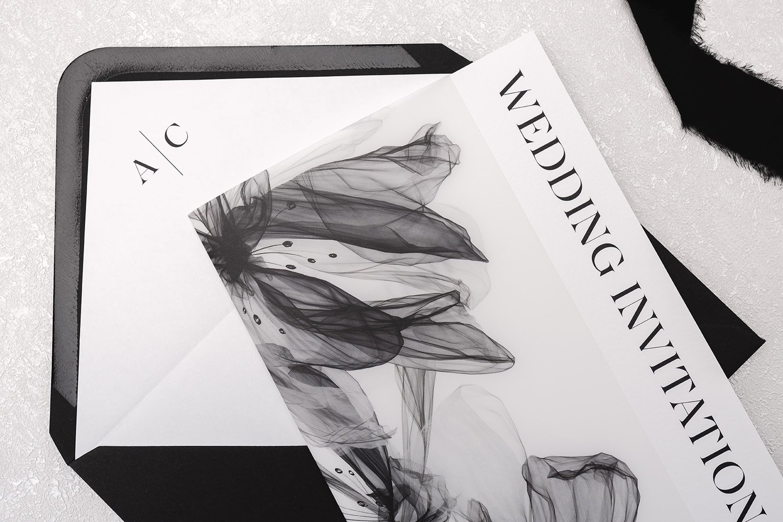 Day invite with Rich Black envelope and white liner