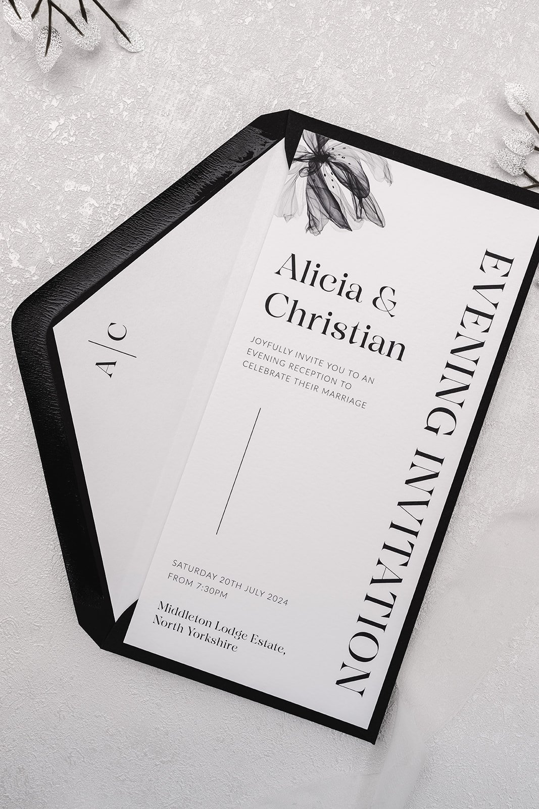 Evening invitation with Rich Black envelope