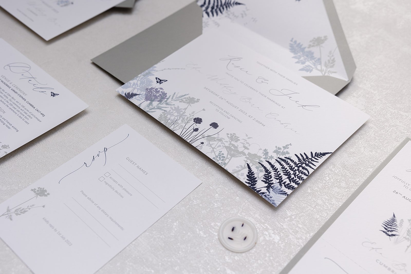 Summer Meadow Day invitation with RSVP card