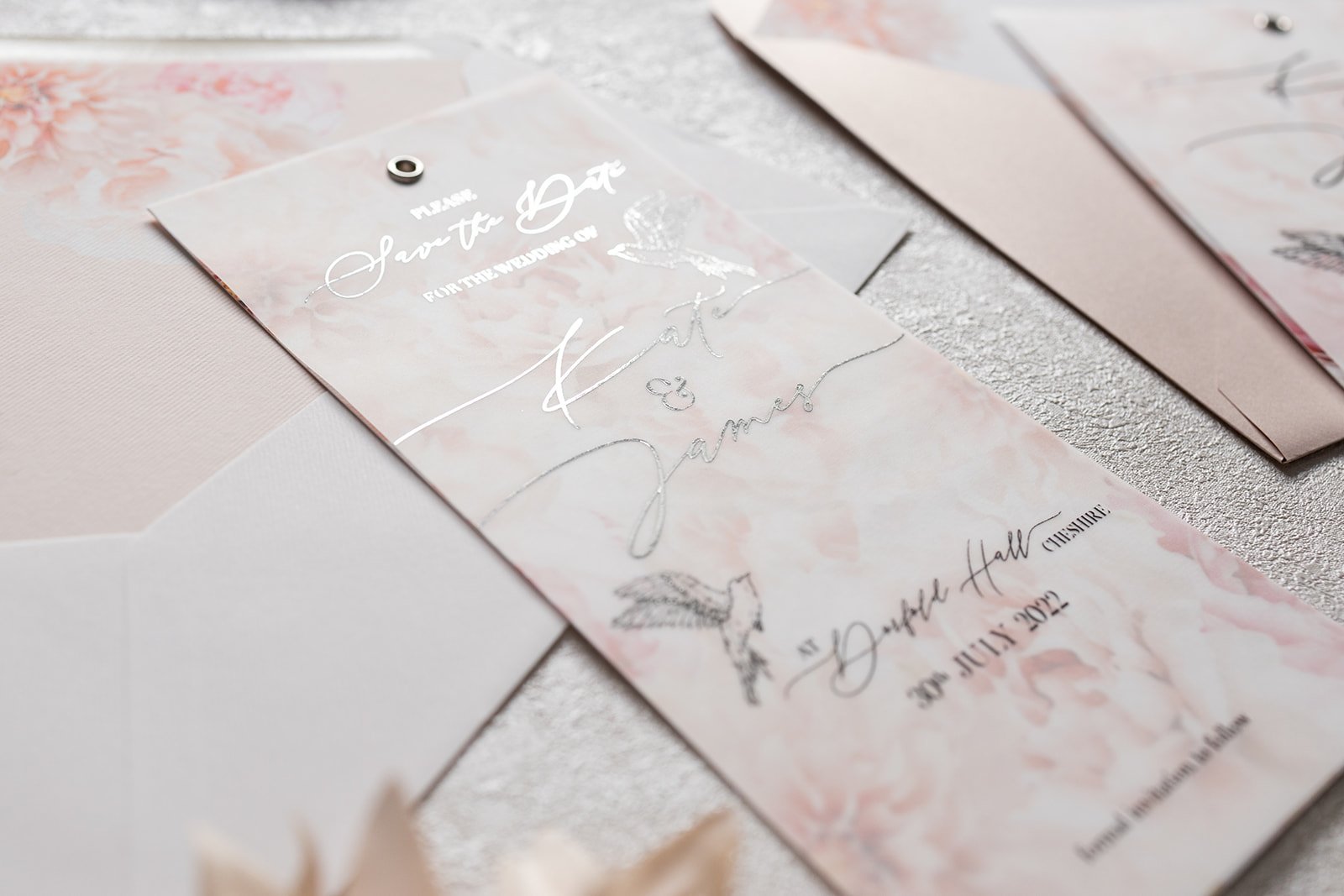 Silver-foiled Save the Date