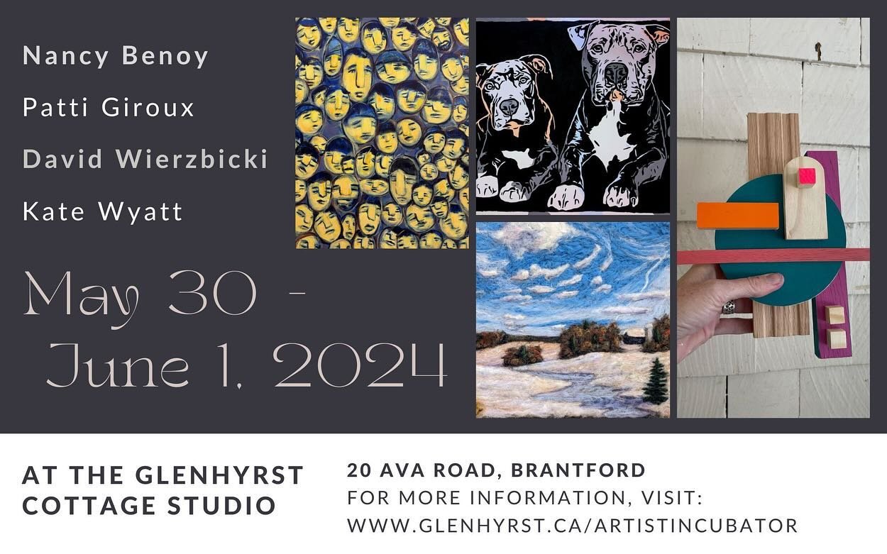 Save The Date!! 📆🎉🎨🖼️

OPENING RECEPTION
Thursday May 30th |  7:00 - 9:00 pm
*Refreshments served

EXHIBITION DATES
Friday May 31st |  11:00 am - 5:00 pm
Saturday June 1st |  11:00 am - 4:00 pm

Join members of Glenhyrst&rsquo;s Artist Incubator 