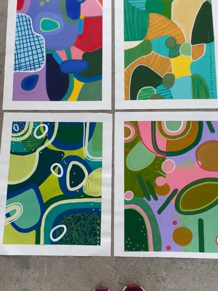 Who loves shape &amp; colour!? 🔵🌈 

These original abstracts will be a special price for the @westinghouse.hq  Studio Open House tomorrow! Painted with acrylic on canvas paper, or watercolour on bamboo paper, each piece measure 16&rdquo;x20&rdquo;,