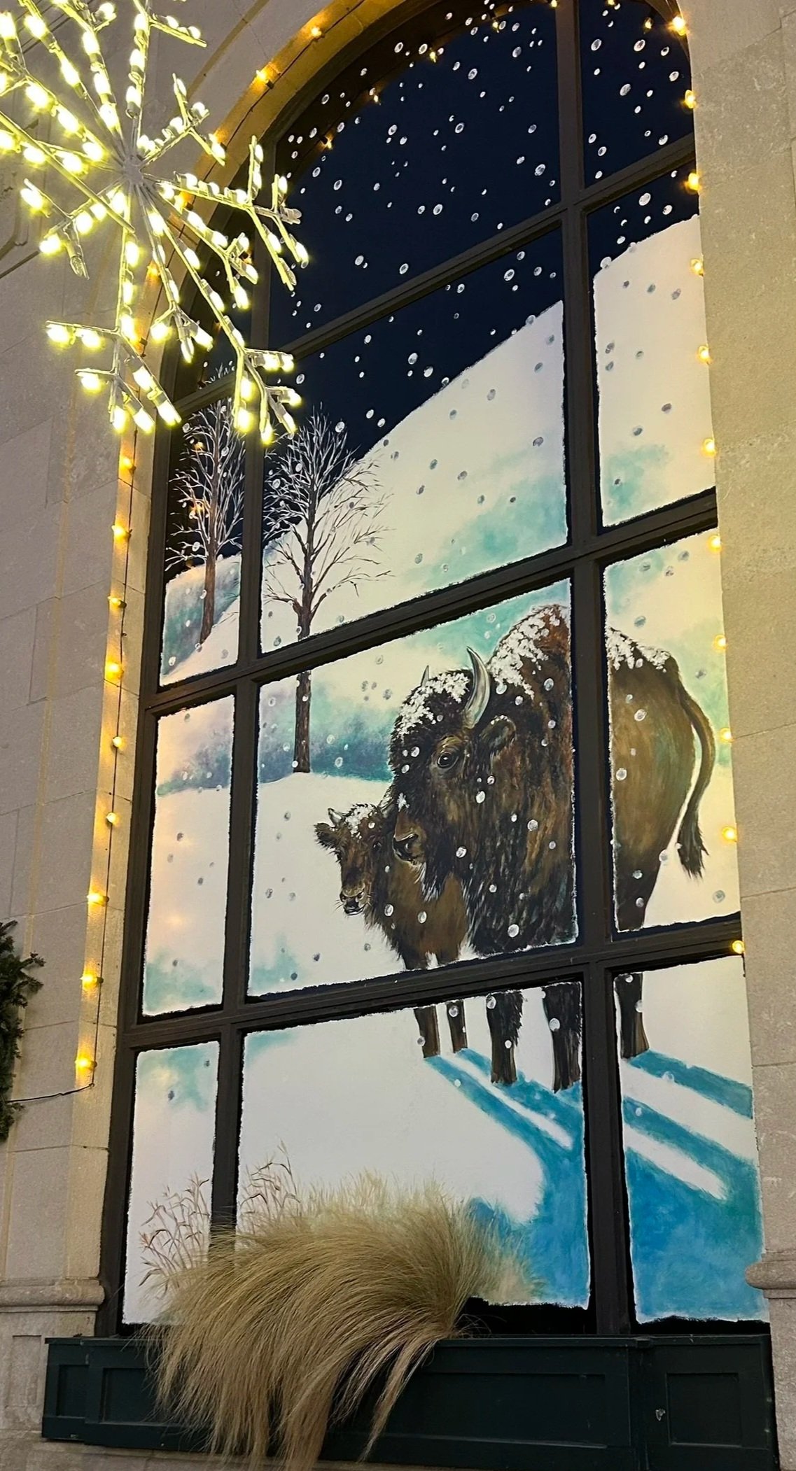 Winter Window South, First National Bank in Miami, Oklahoma. 16'x 8.25'. 2025.
