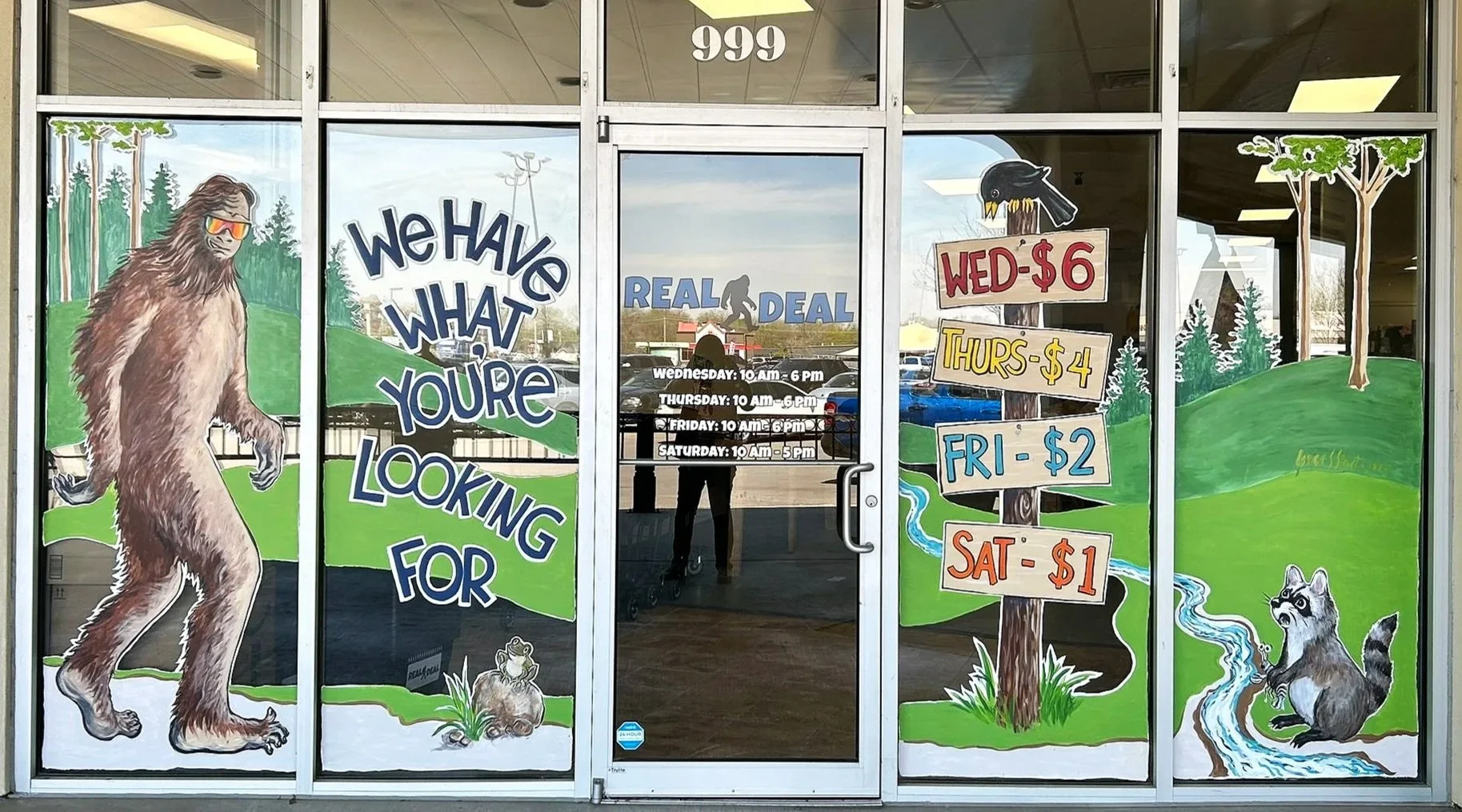 Window Art for The Real Deal Bin Store in Claremore, OK. 10'x 16'. 2024.