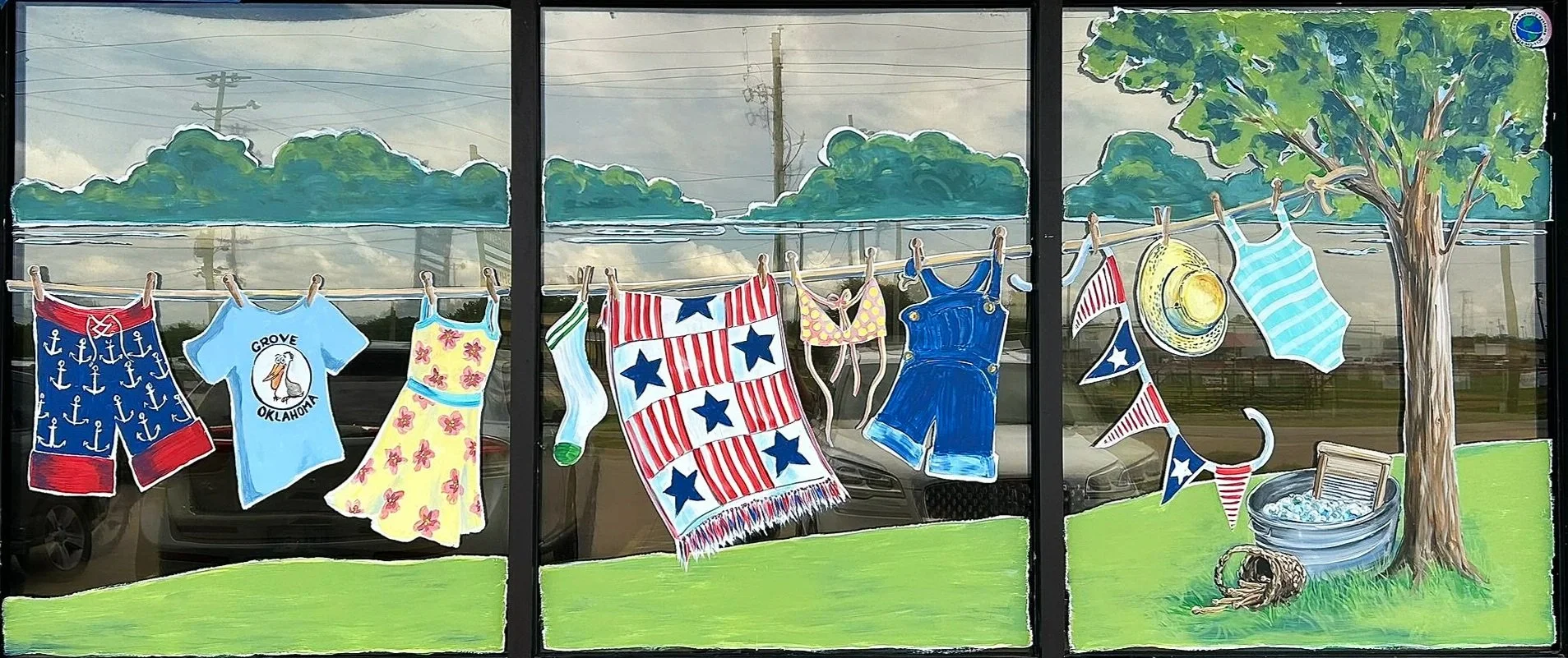 Detail, Summer Window at Washboard Laundry in Grove, Oklahoma. 2026.
