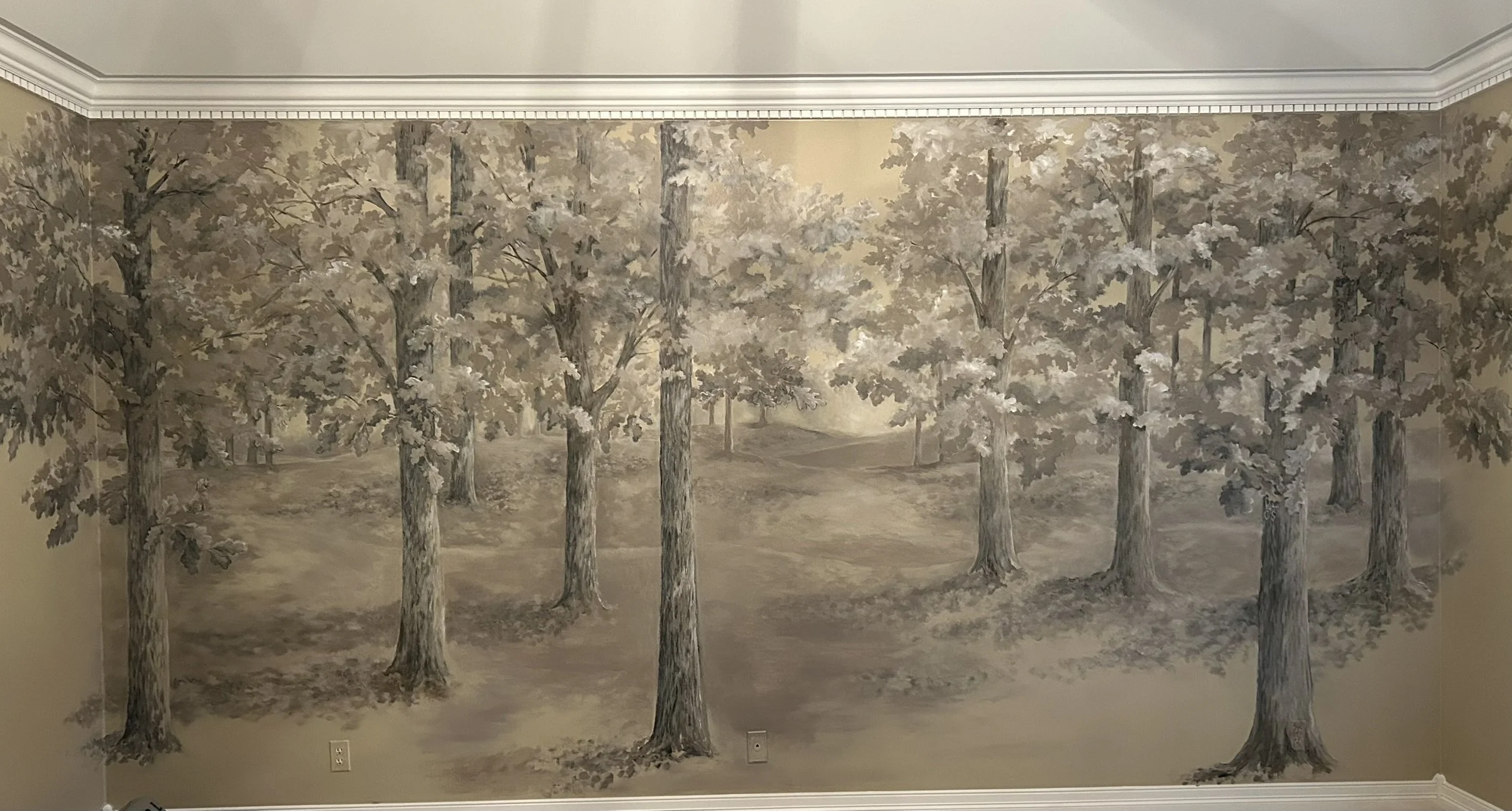 interior Oak Forest Mural. 8.3'x 16.25'. Miami Oklahoma. 2025.