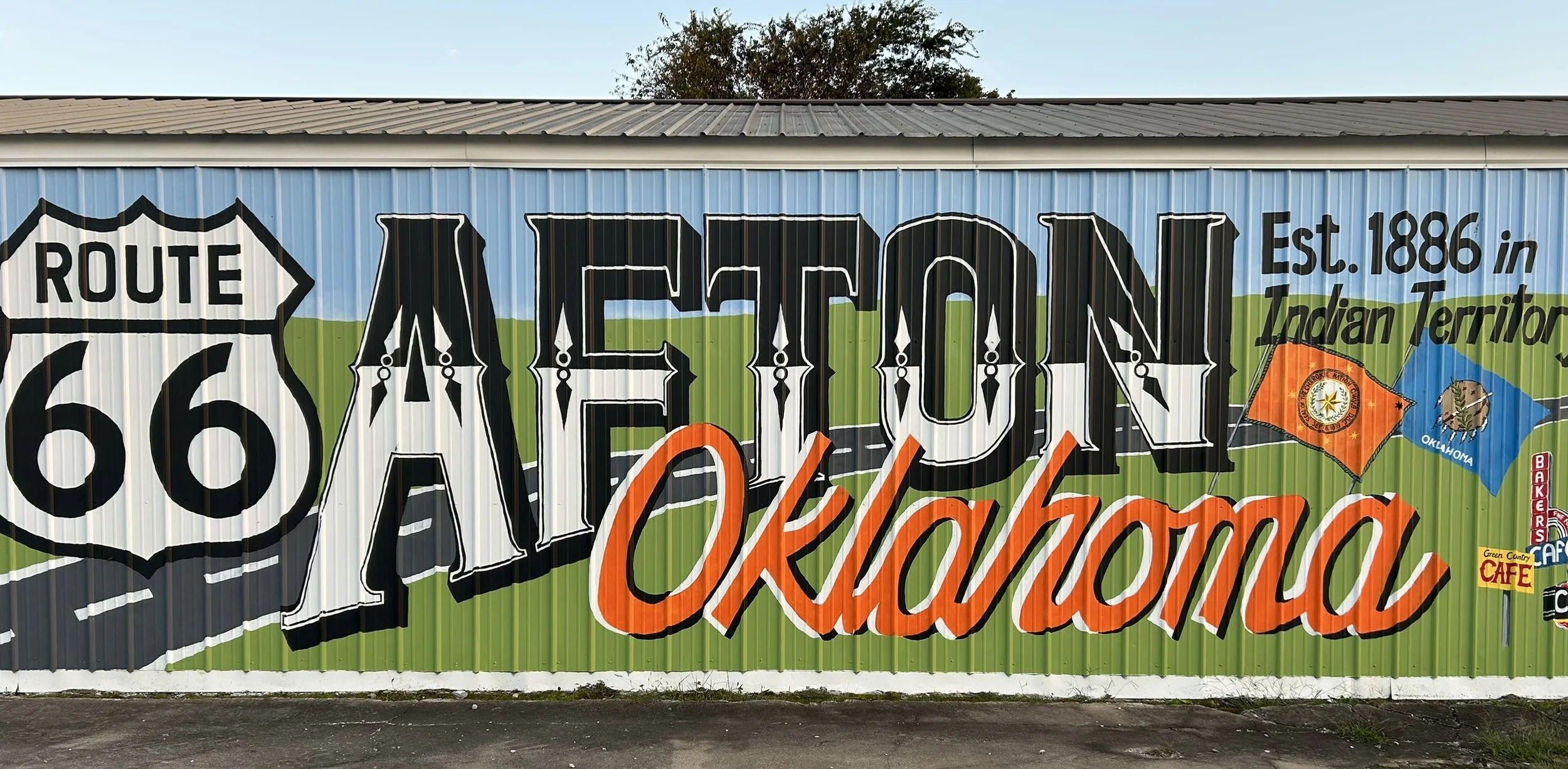 Detail, Center Section of Historic Afton OK Mural. 2025.