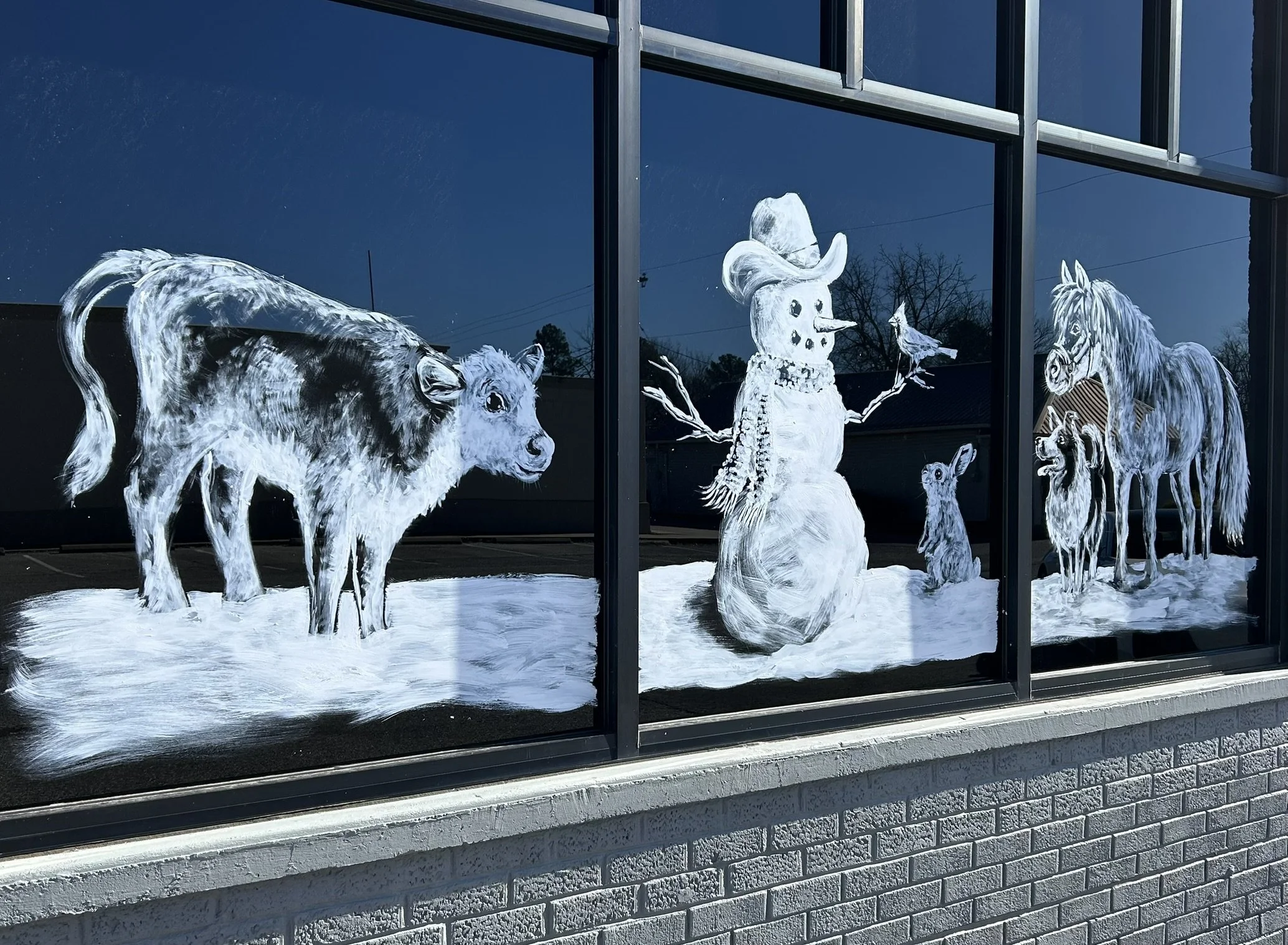 Winter Window for Stockwell & Connors, PLLC, Jay, Oklahoma. 4.3'x 12.9'. 2025.