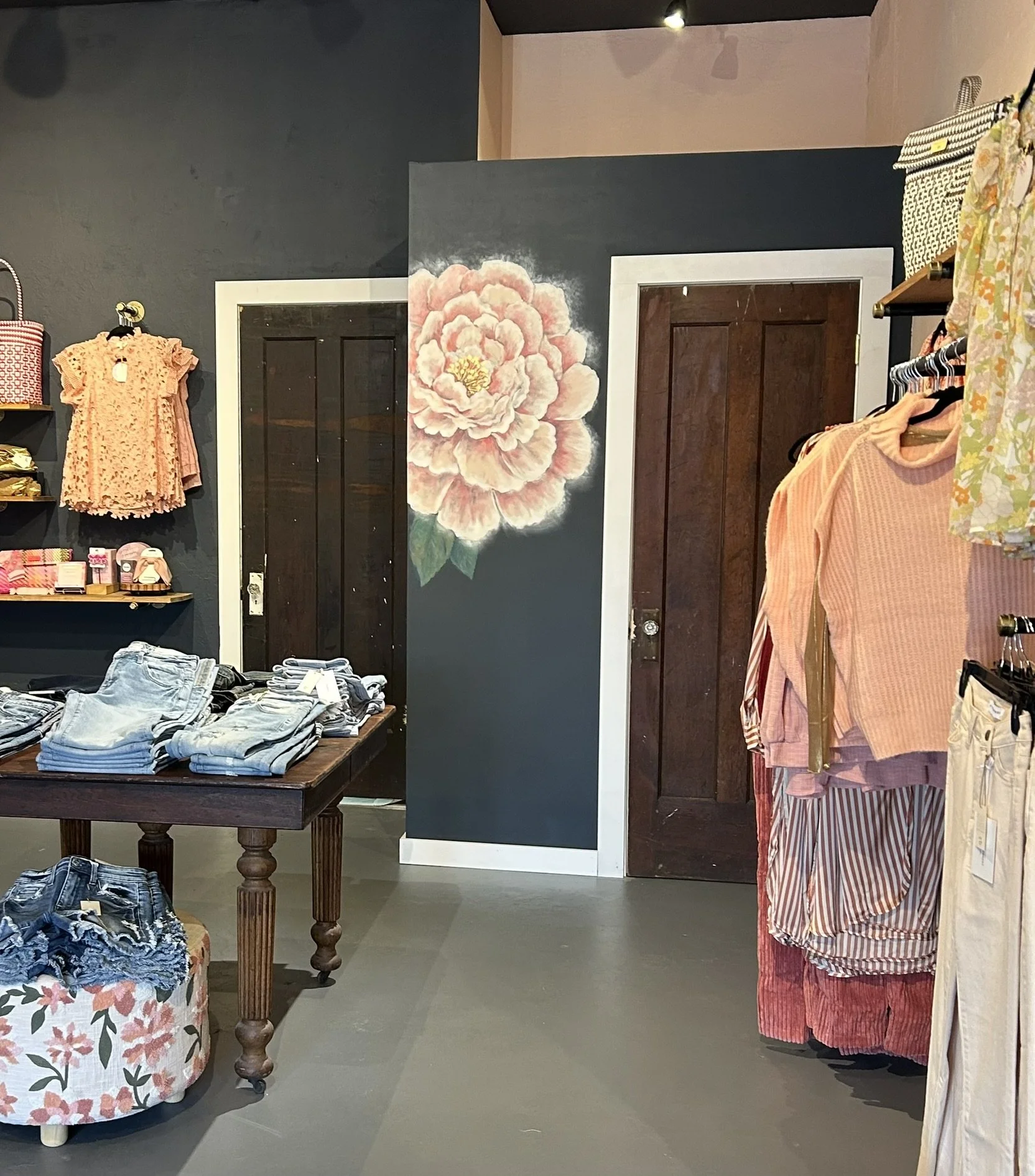 Long view of painting at Flint Creek Bath & Boutique. 2026.