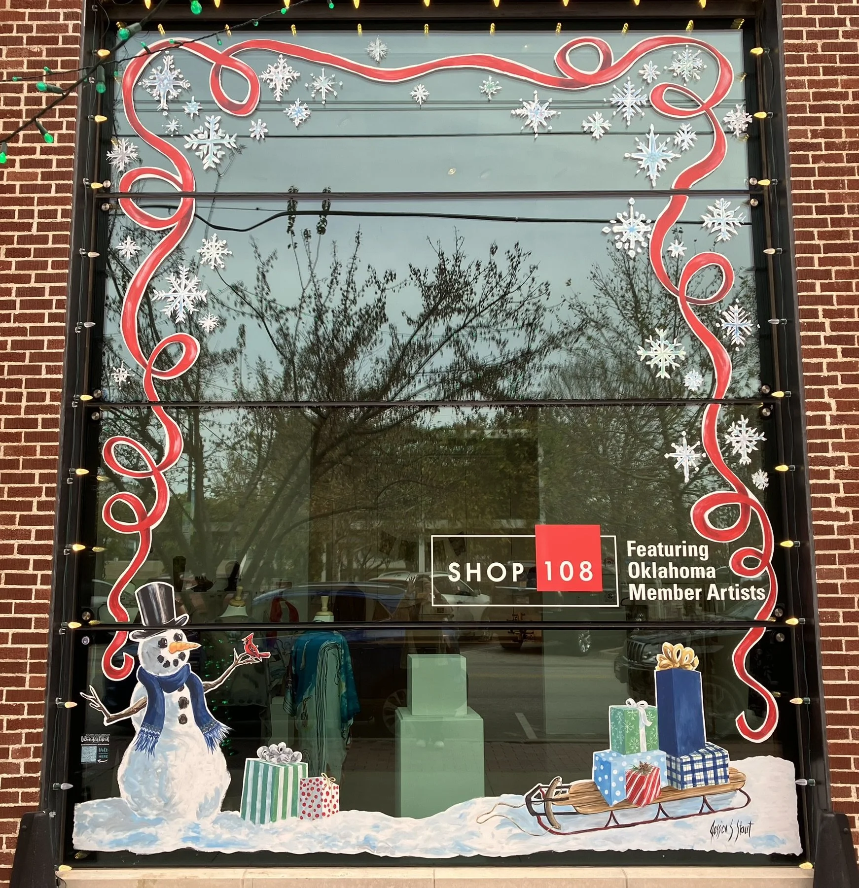 Holiday Window for 108 Contemporary in the Tulsa OK Art District. 15'x 11'. 2025.