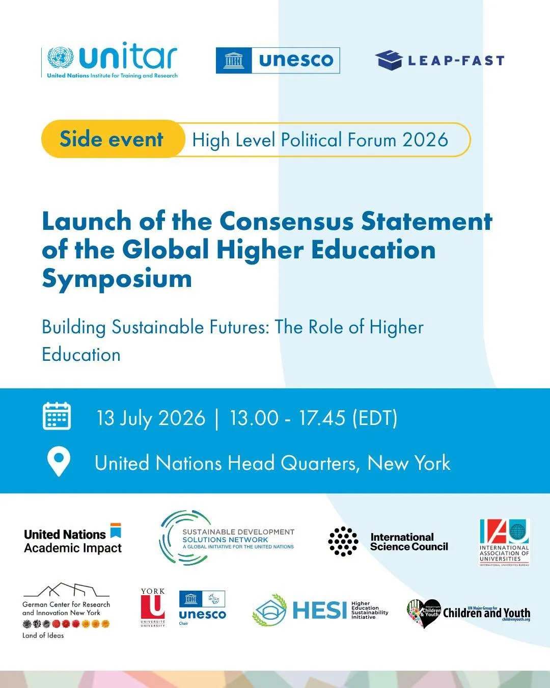Launch the Consensus Statement of the Global Higher Education Symposium