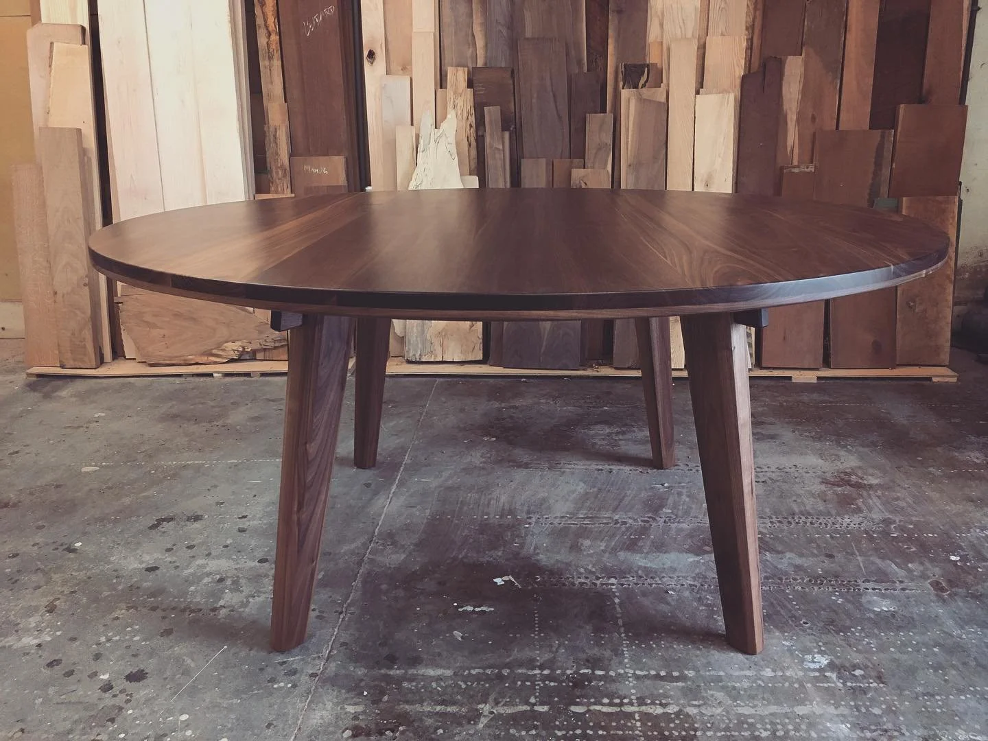 Round Walnut Dining Table — Boreal Woodworks