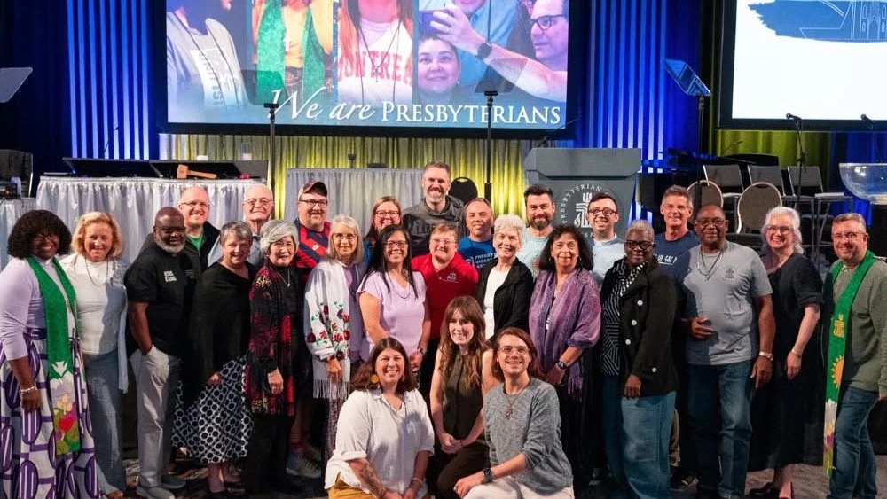 Rev. Lane will share Sunday, July 19th at 9:45 am about her experience moderating GEN (the Gender and Sexuality Justice Committee of the 227th General Assembly) in Forbes Parlor. Pictured here are the Moderators and leadership team of the 227th Gener