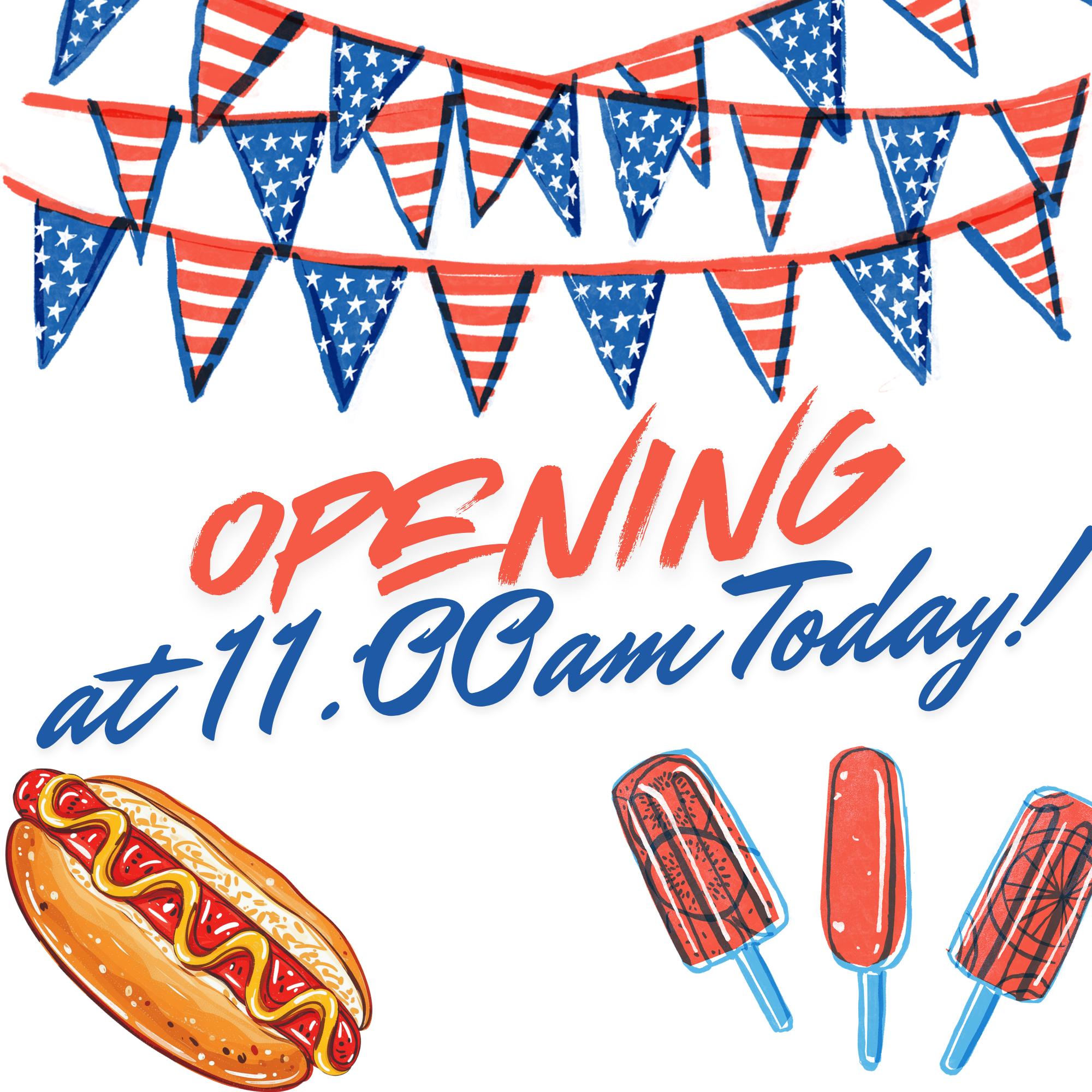Opening at 11:00am Today!