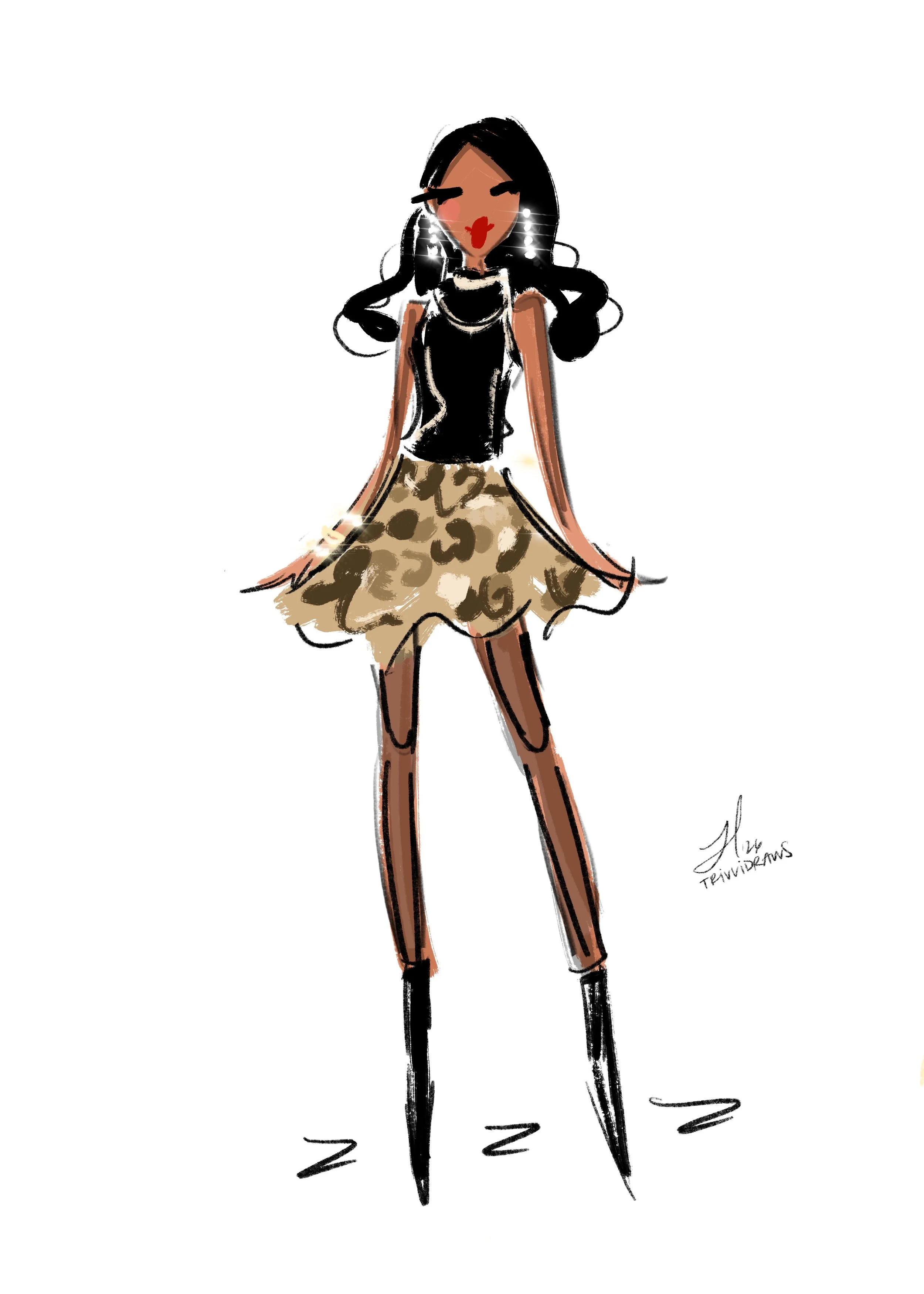 NYC live fashion illustrator sketching guests at an upscale party. Hosted at Chez Margaux