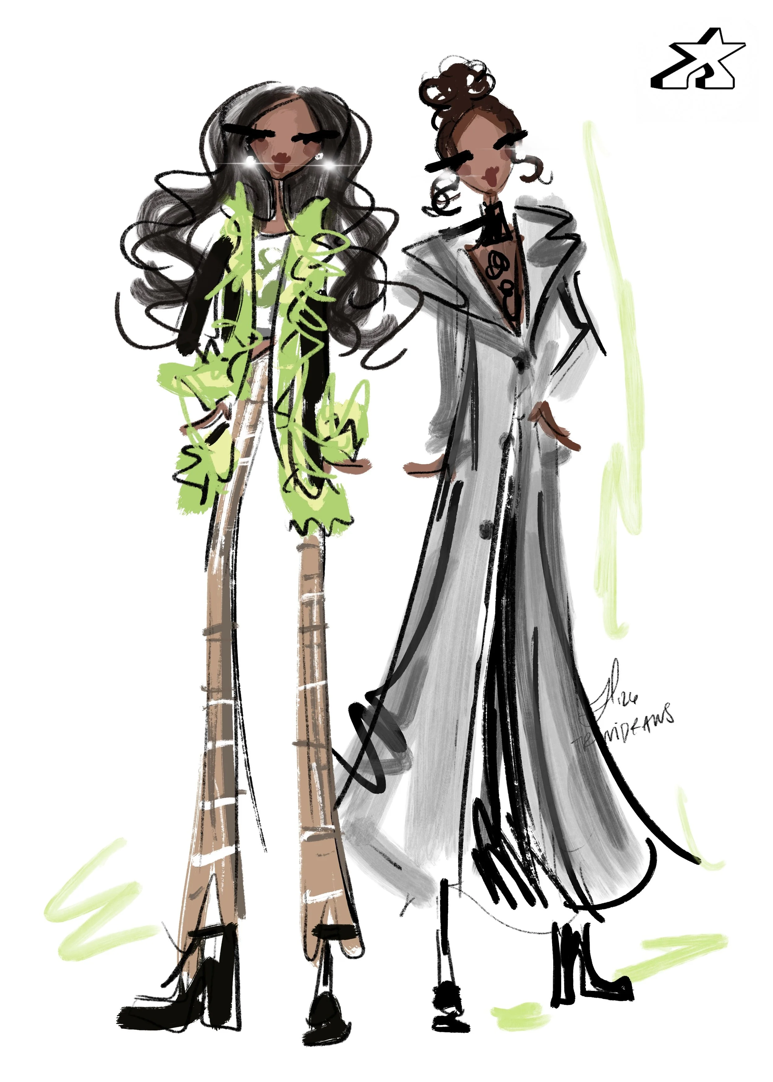 funky fashion illustration girls by trivvidraws