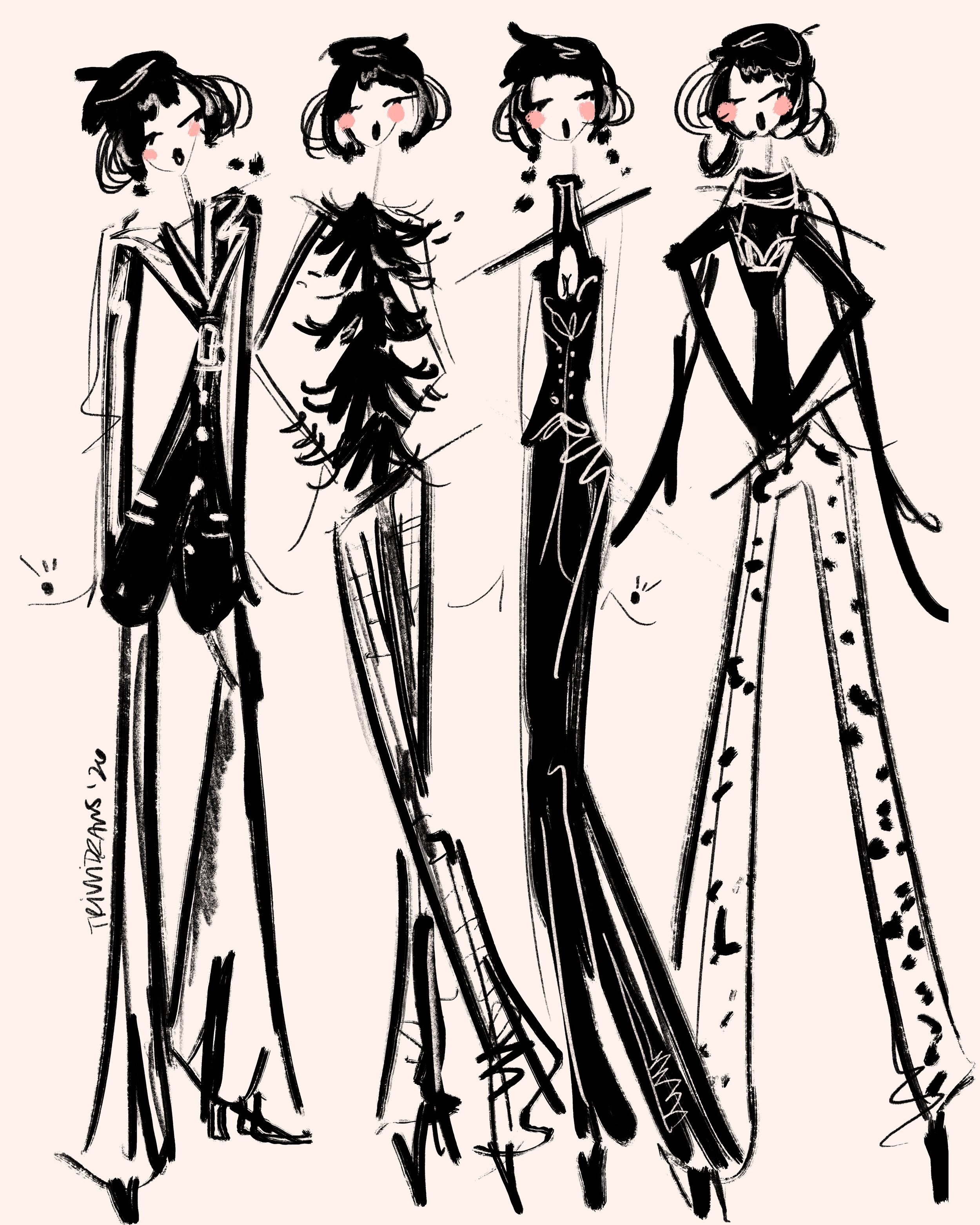 trivvidraws b&W fashion illustration
