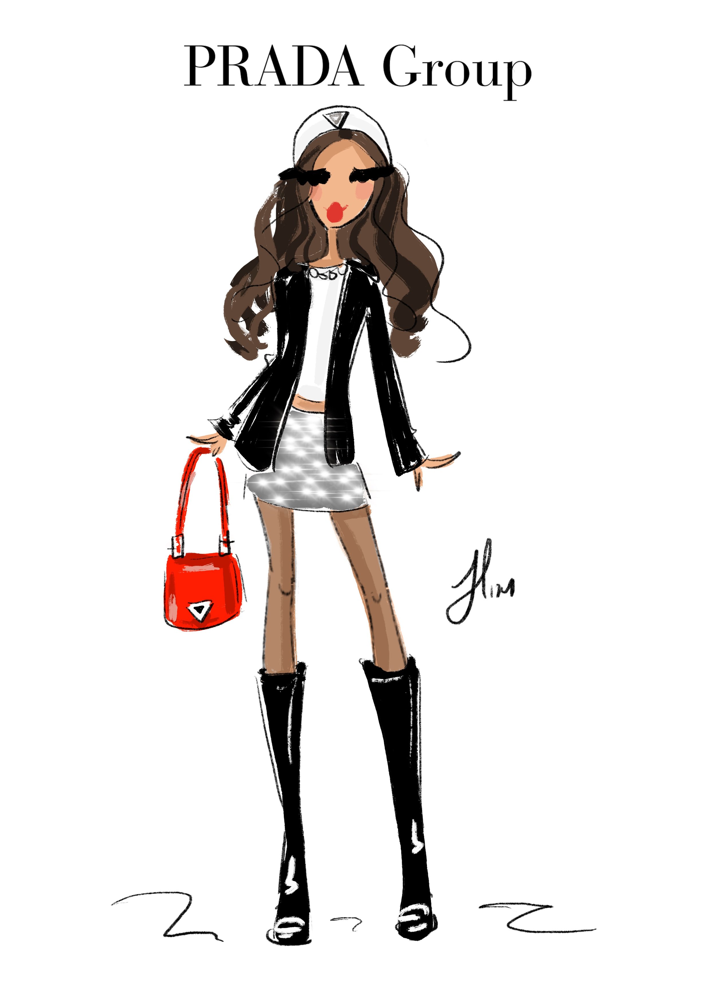 PRADA GROUP holiday party fashion illustrations, NYC corporate events