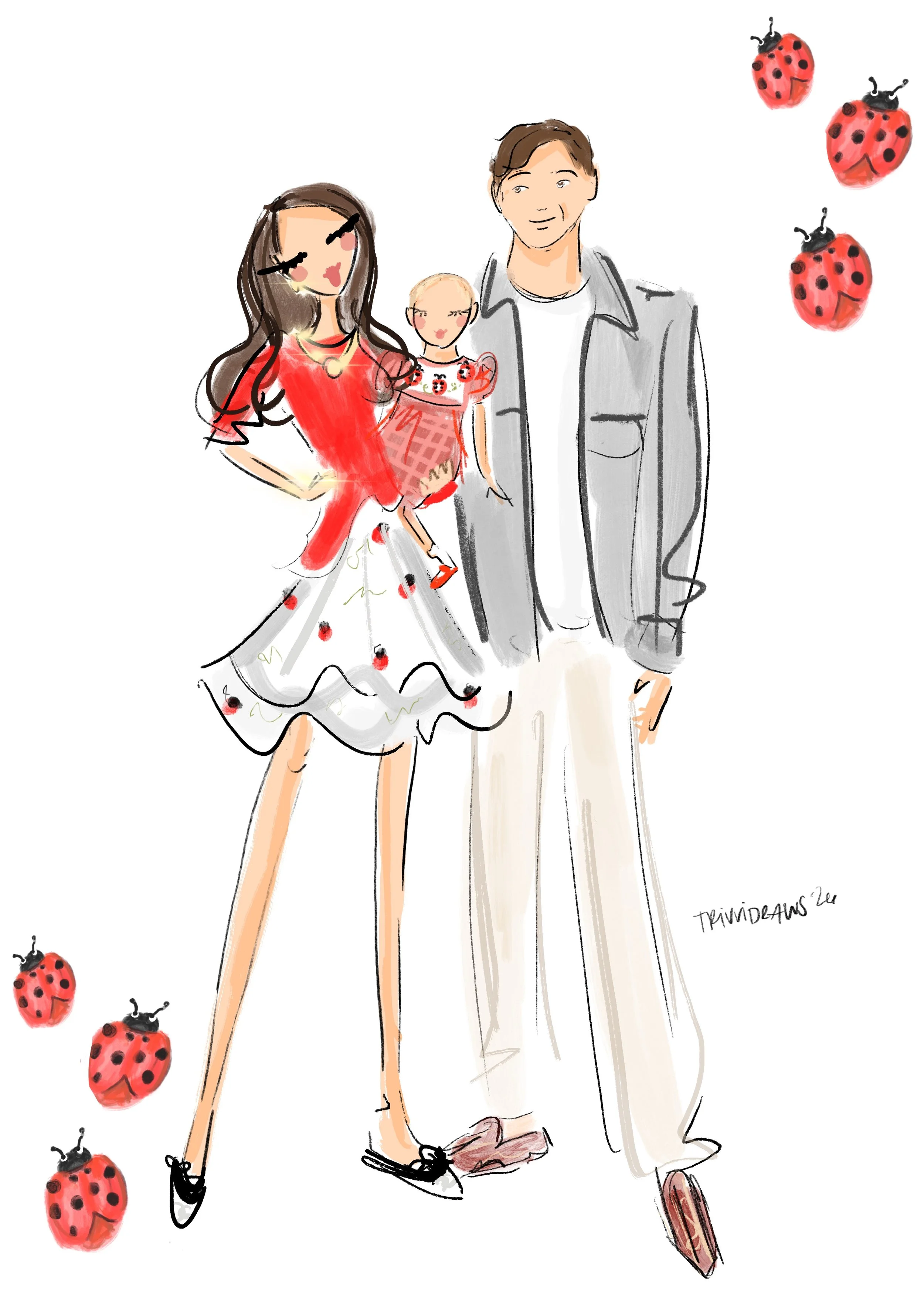 Live sketches for a private birthday party in NYC. Digital and printed fashion sketches for guests and babies in attendance. 
