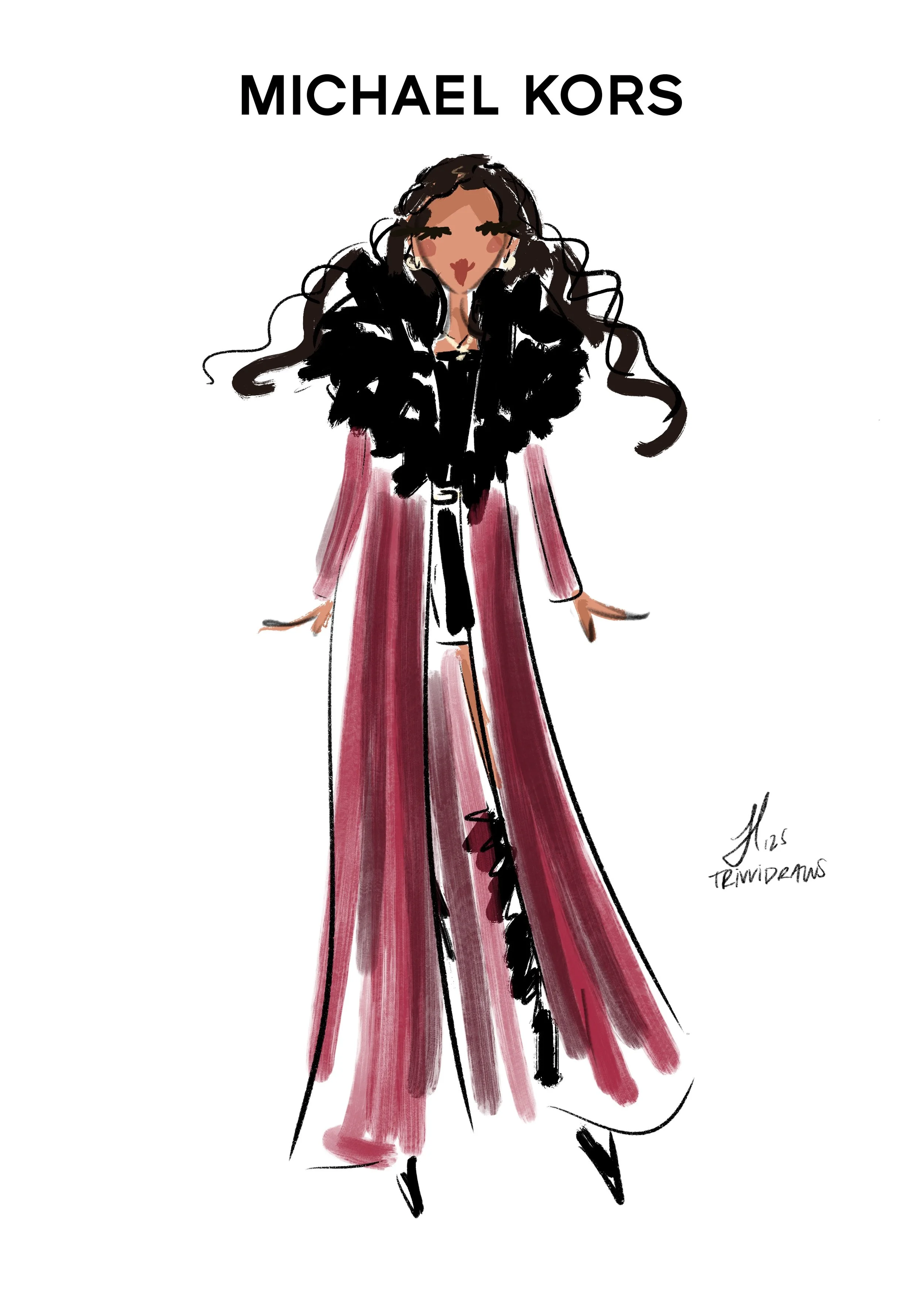 Michael Kors fashion illustration portraits from a NYC event. Private employee only party celebrating their new Rockefeller Center renovations. 