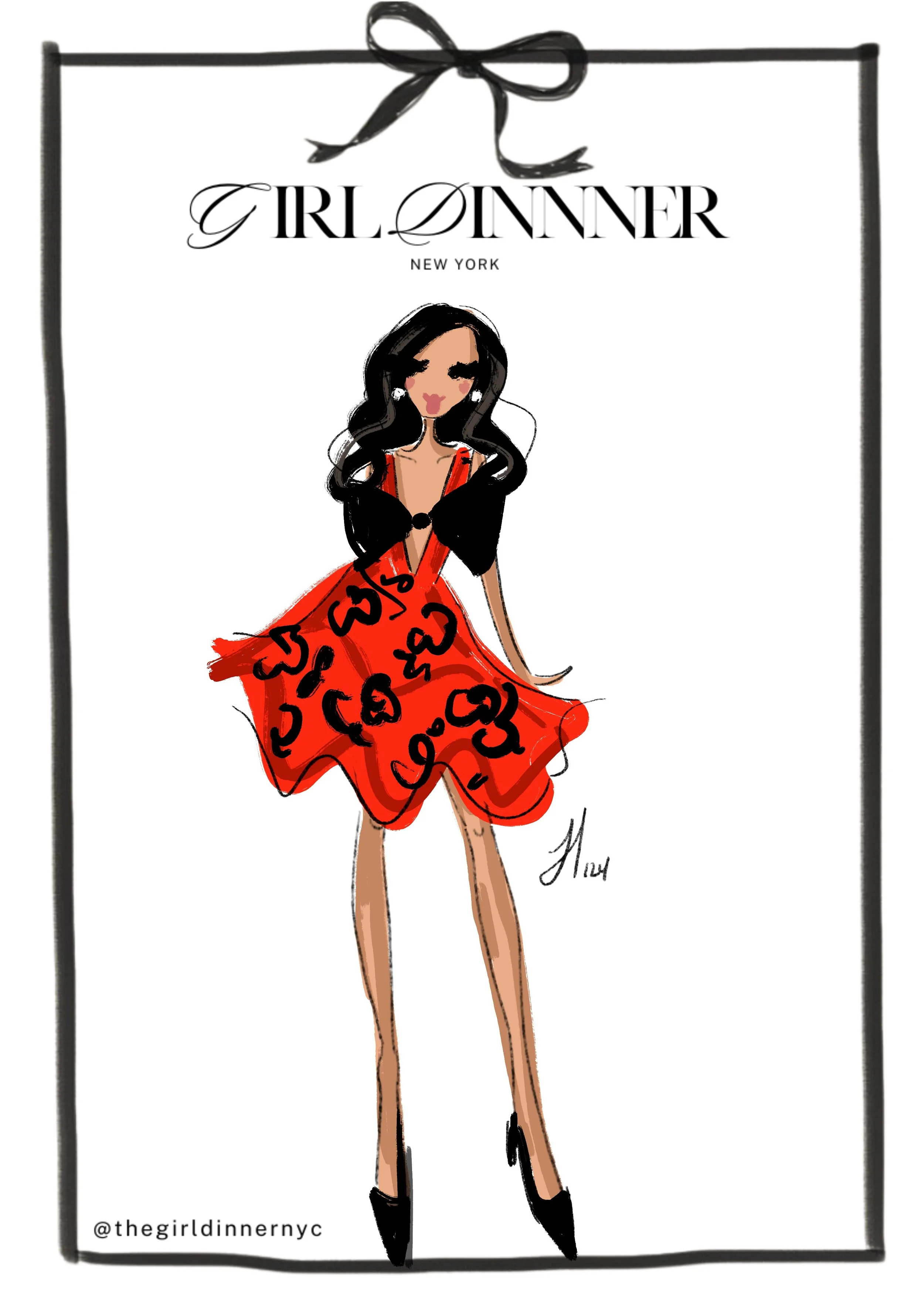 Girl Dinner NYC event, live trivvidraws sketch