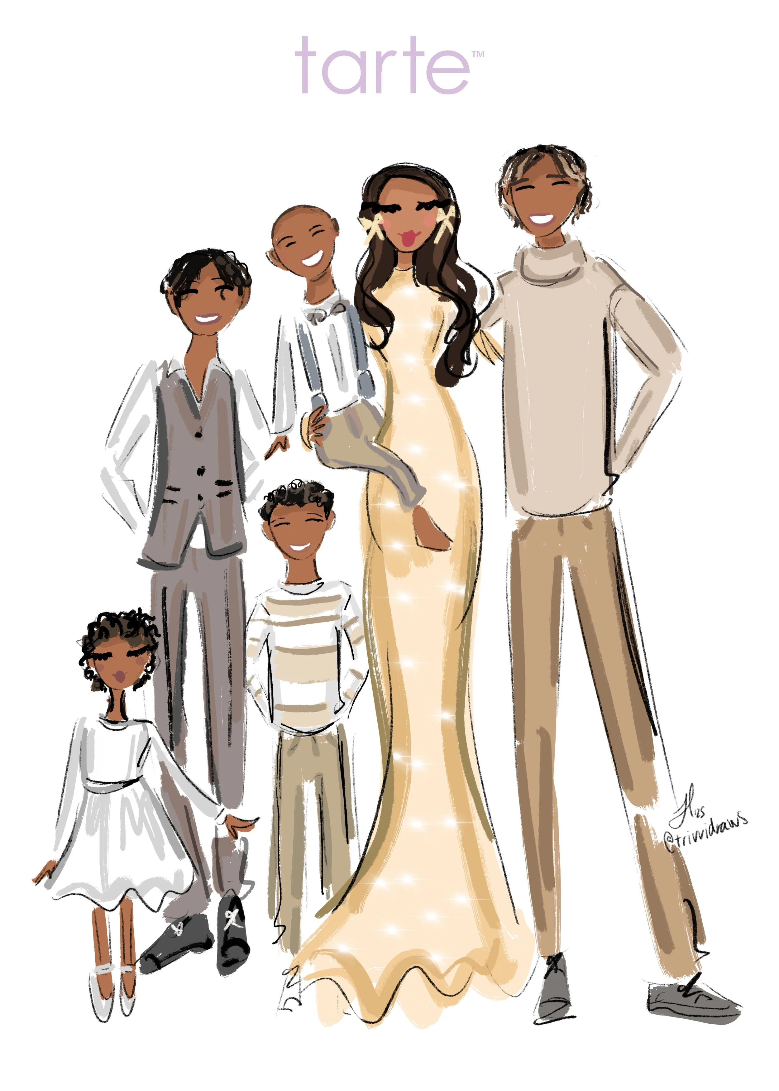 tarte family fashion sketched by artist trivia hiller, trivvidraws