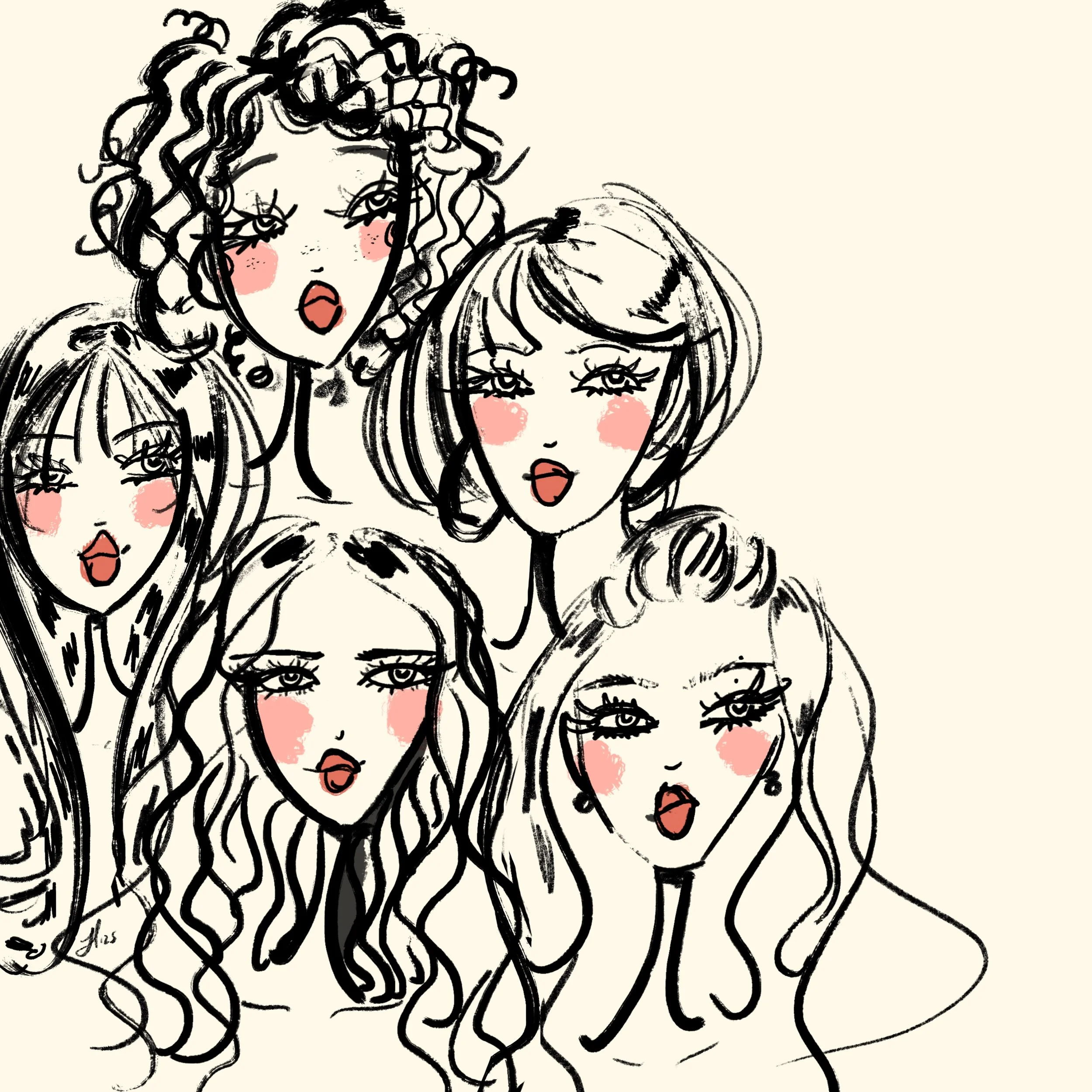girly fashion art on ipad by trivvidraws NYC LA artist