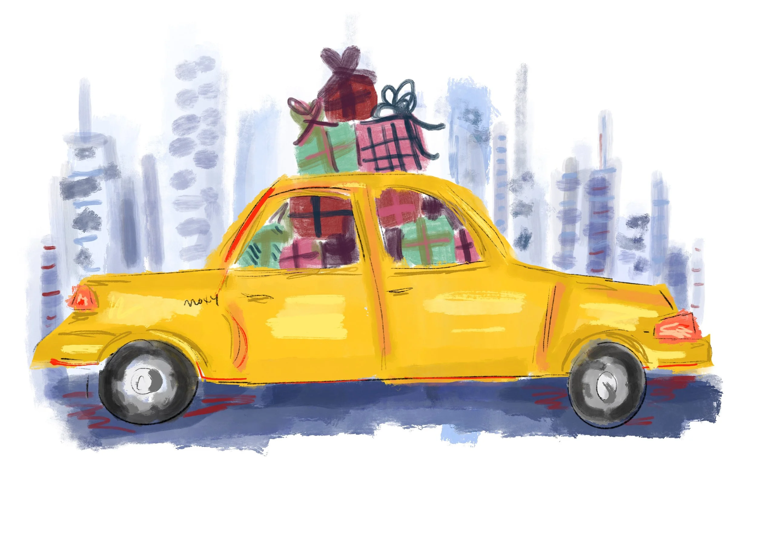 nyc taxi doodle by fashion artist trivia hiller