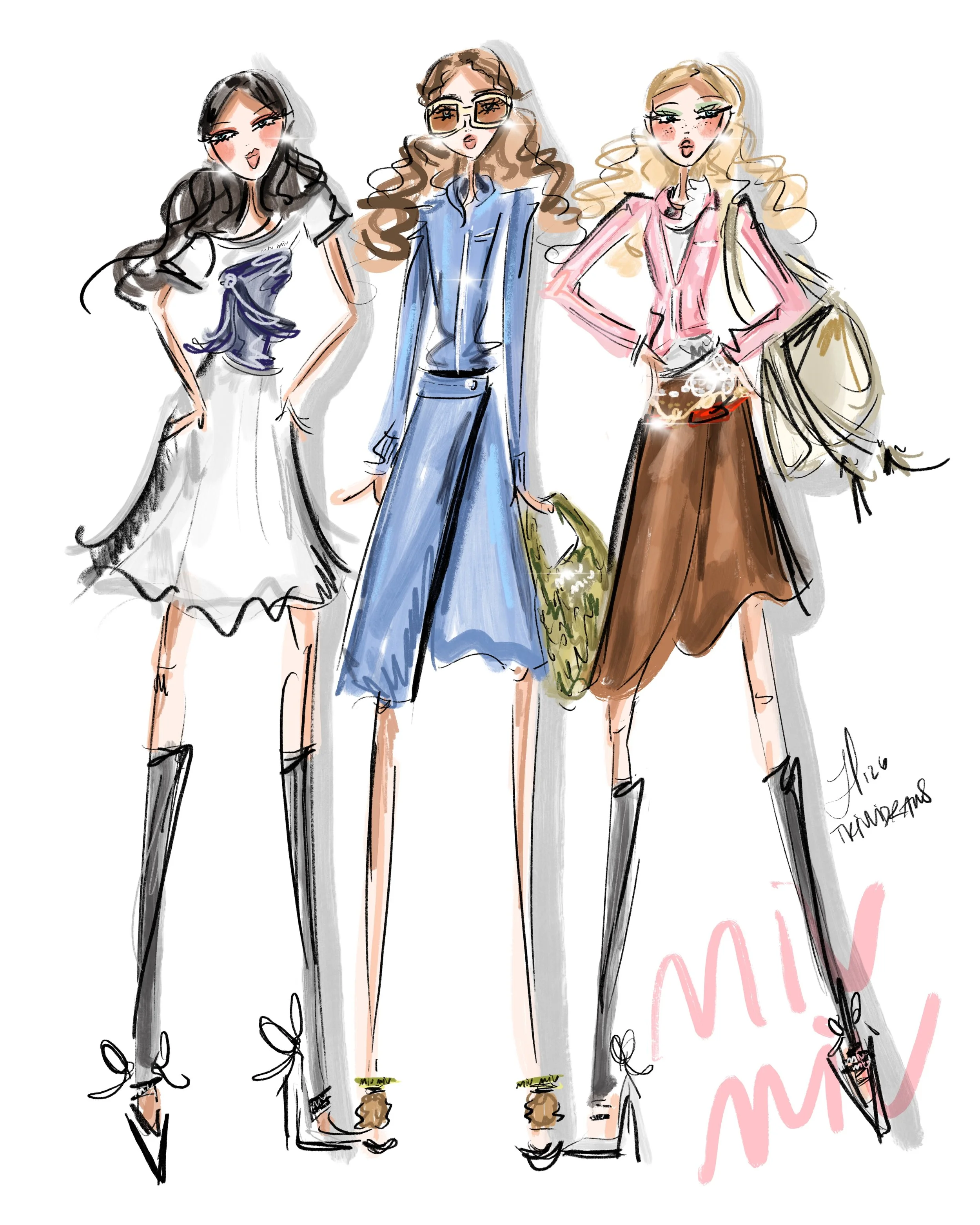 miu miu fashion illustration by trivvidraws