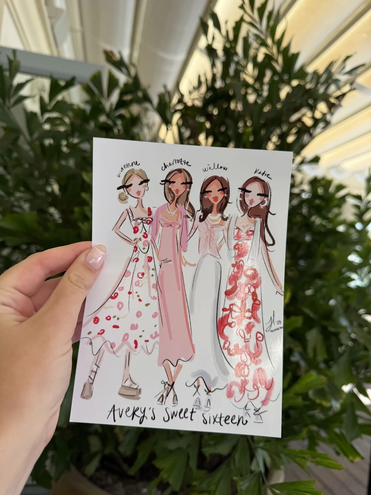 Private rooftop birthday party in Beverly Hills, live sketches by Trivvidraws. Sweet 16 Luxury Event ideas