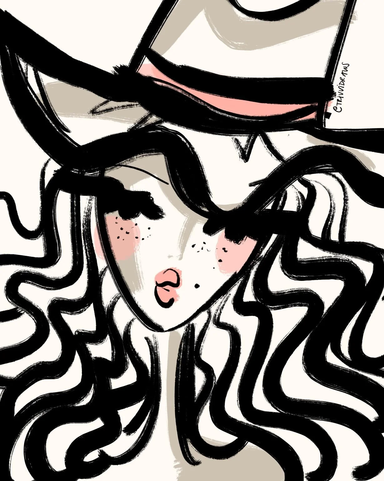 fashion illustration portrait made by trivvidraws. event live sketching ideas