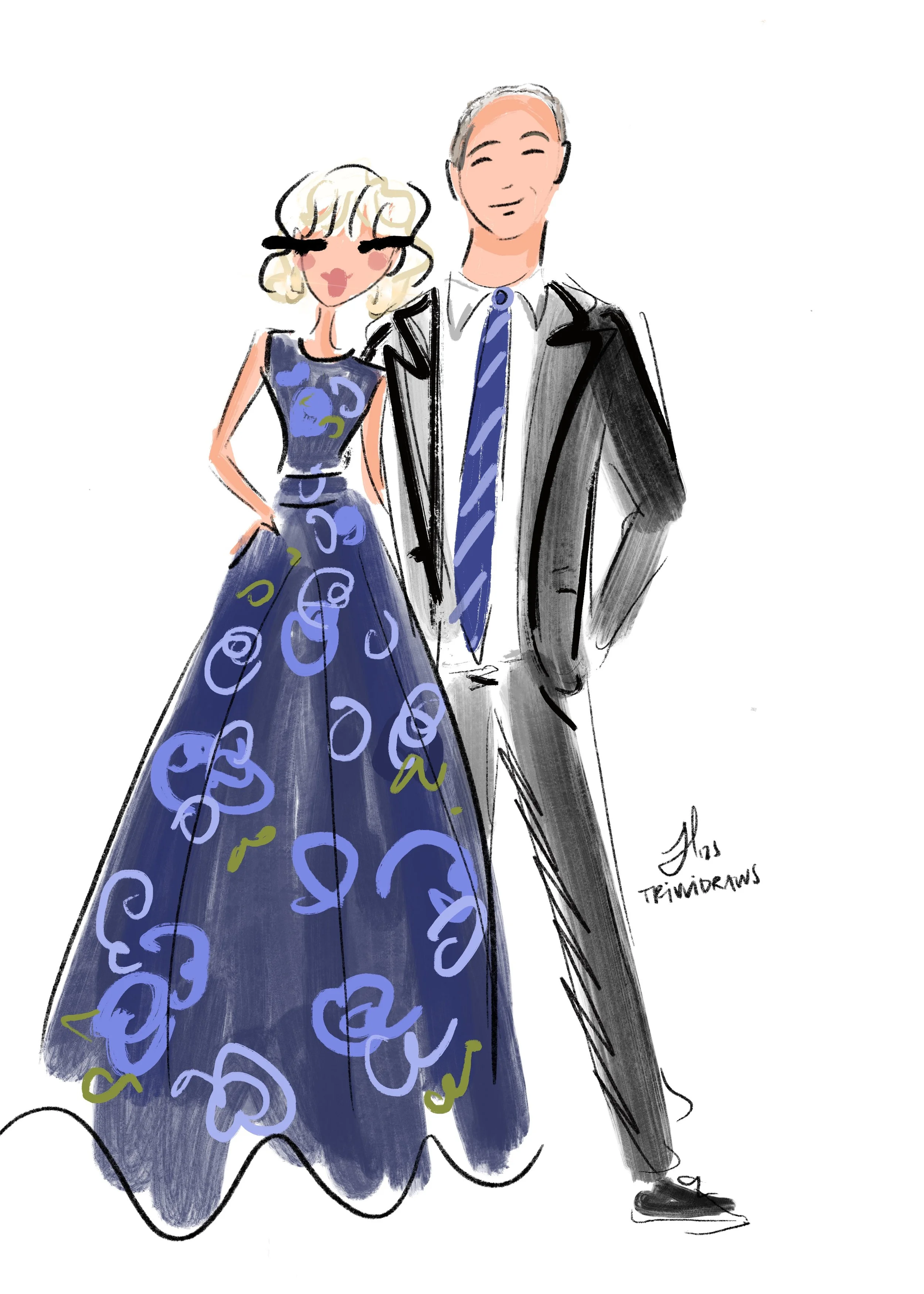 Wedding couple live fashion portrait by Trivia Hiller in NYC