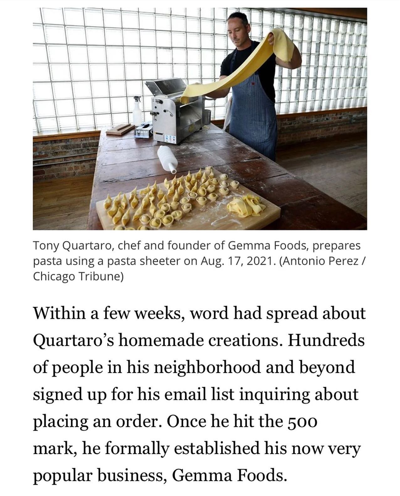 We know where we're going when our next pasta craving hits! Congrats to @GemmaFoods on being highlighted in this great feature in the @chicagotribune 
#kitchenchicago #gemmafoods #sharedkitchen #supportsmallbusiness
.
.
.
.
#forkyeah #EEEEEats #infat