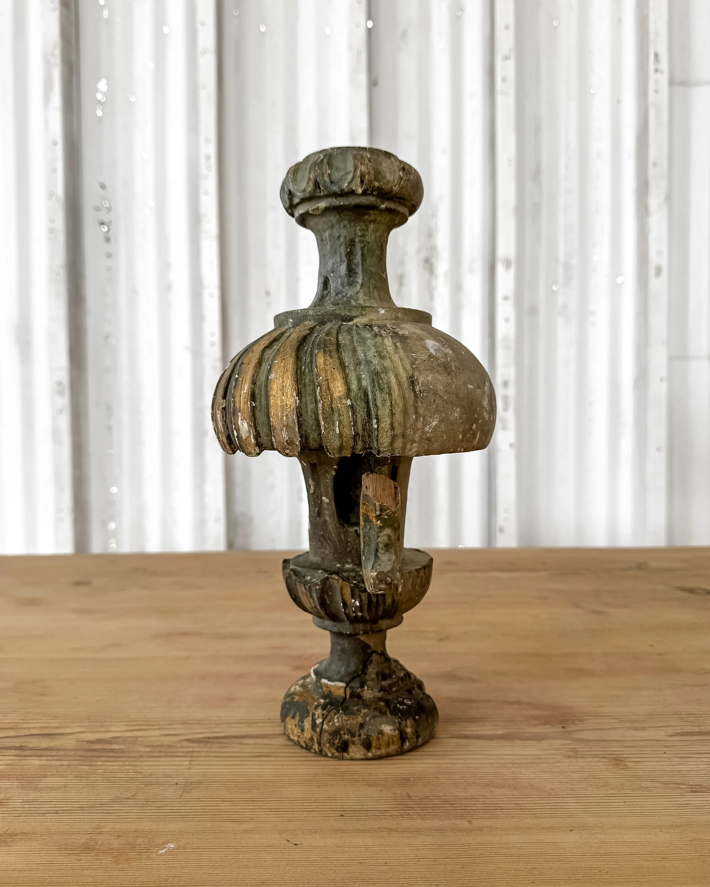 Antique French Wooden Fragment Candlestick Finials