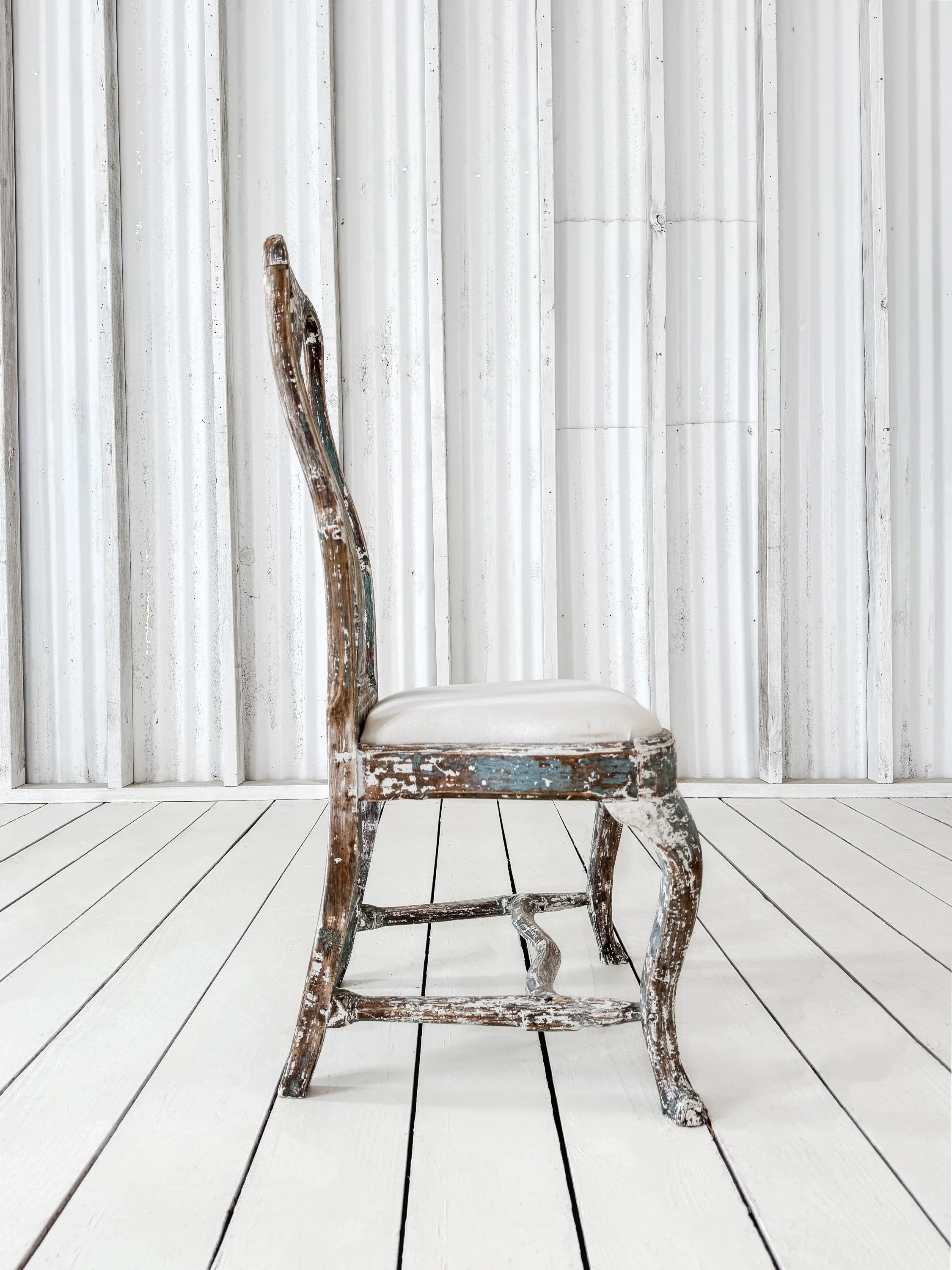Antique Swedish Baroque Painted Chair