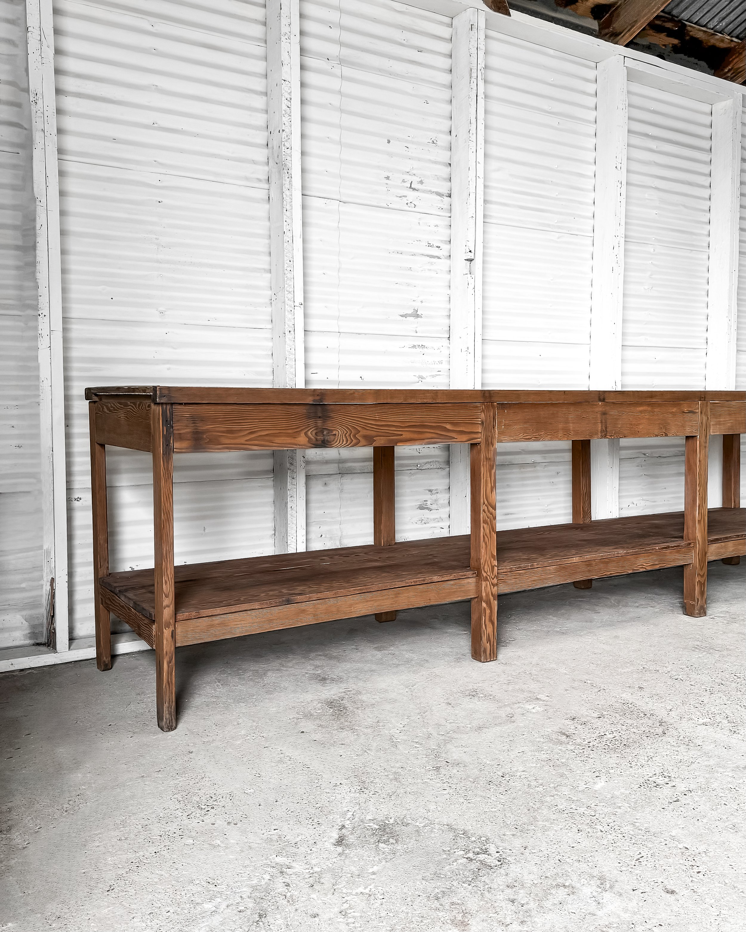 Antique Belgian Laboratory Table Kitchen Island