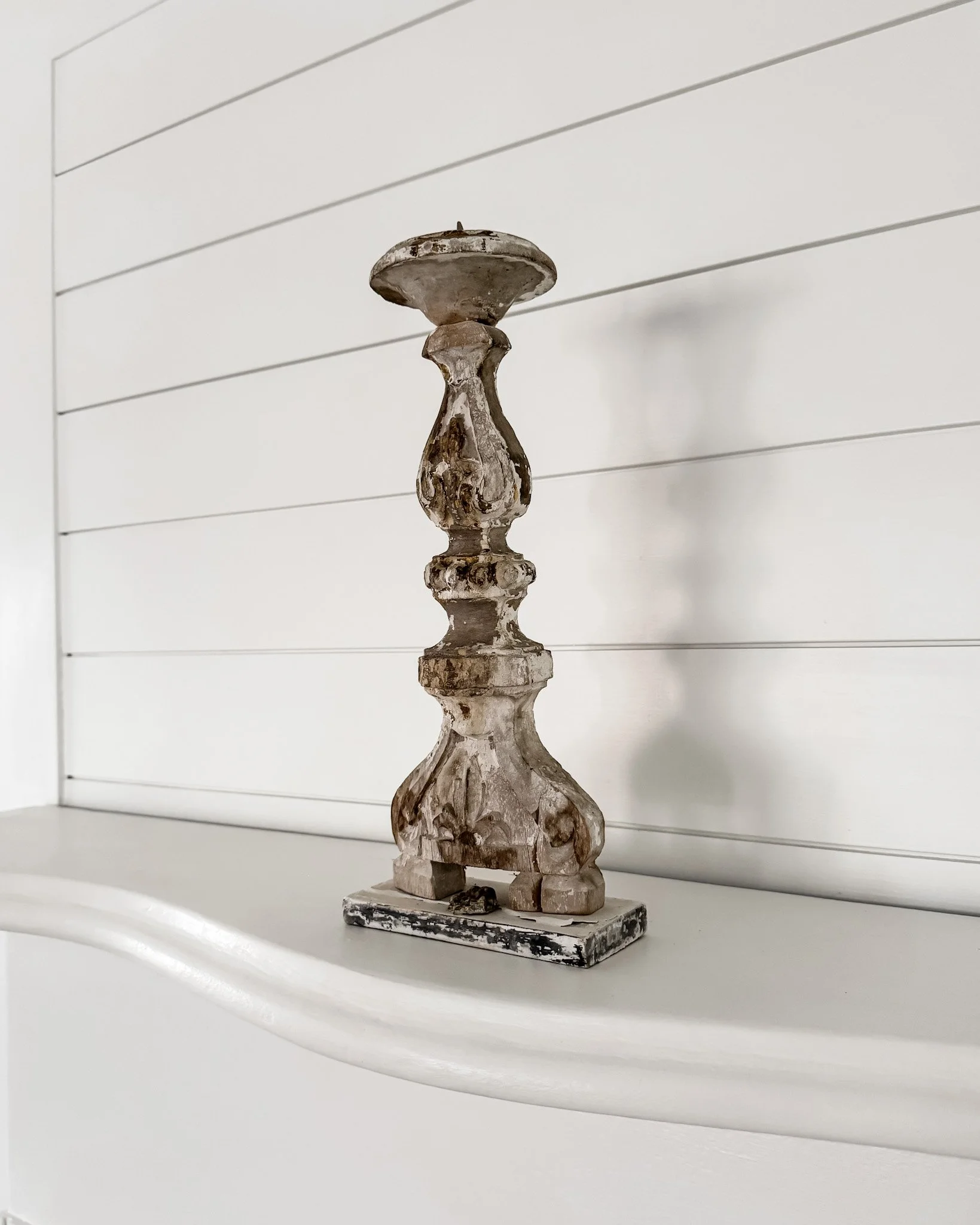 Antique French Wooden Fragment Candlesticks