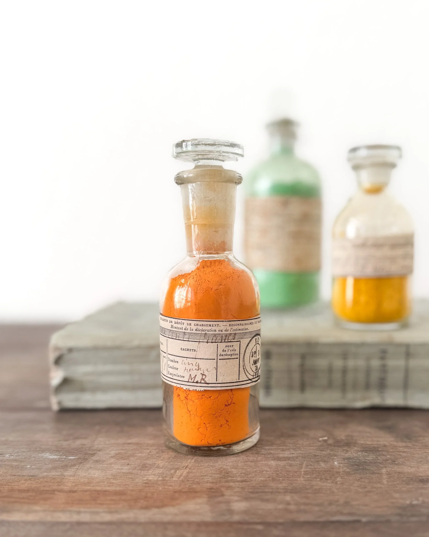 19th Century French Paint Pigments in Glass Bottles