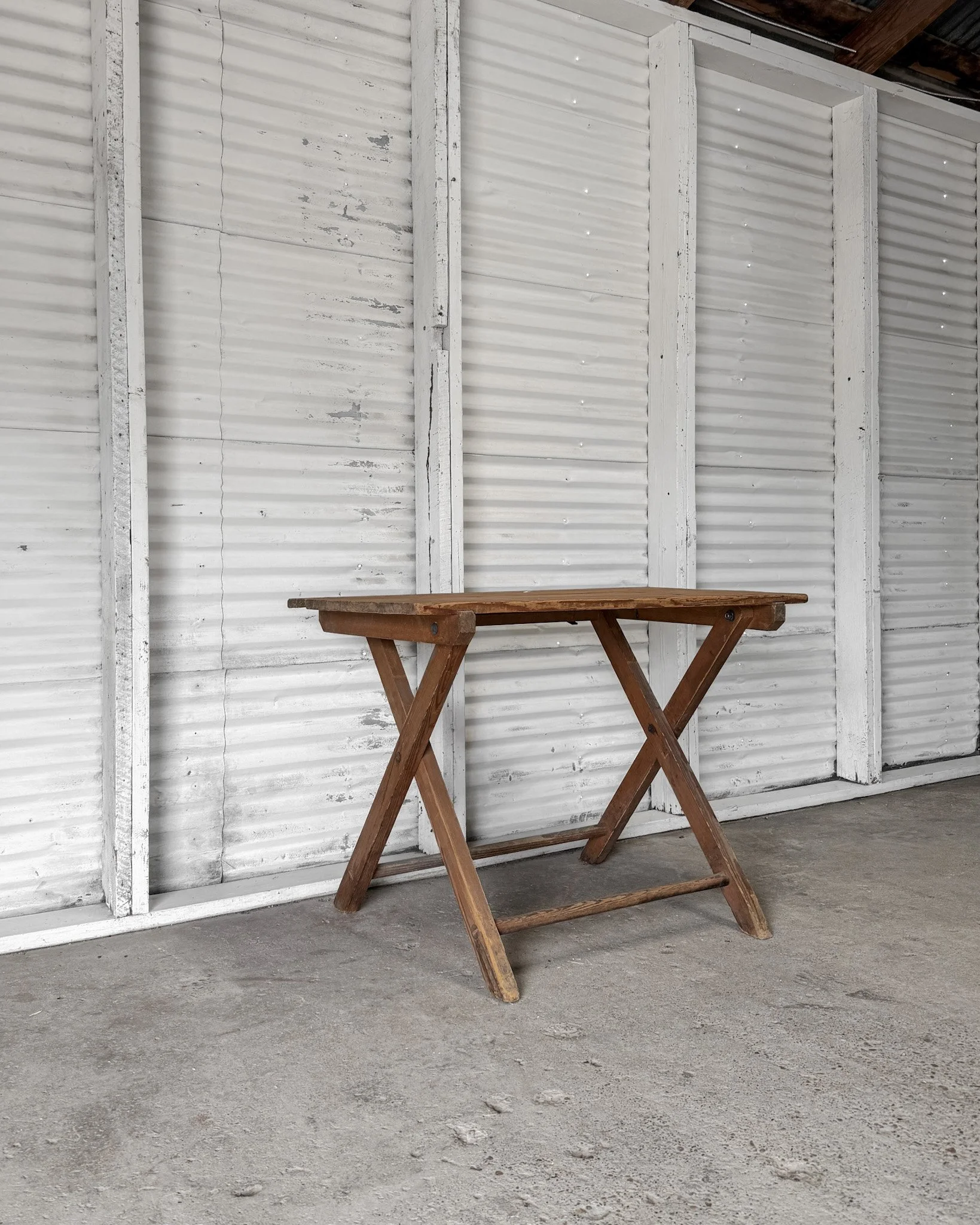 19th-Century Belgian Natural Pine Folding Table